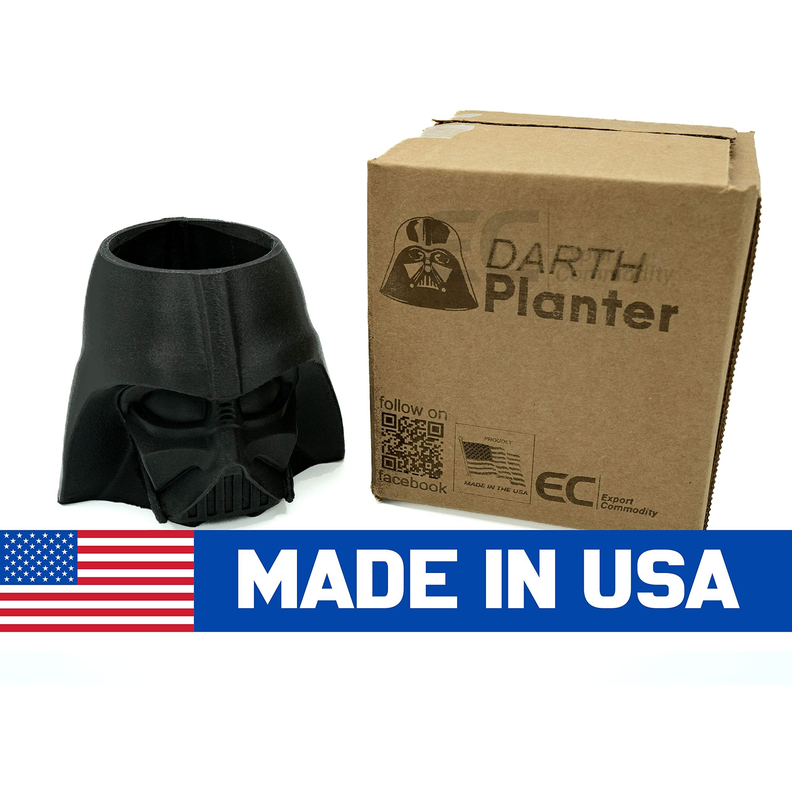 Export Commodity Darth Vader Planter With 3D Helmet Design  Plastic Pot For Small Plants  Black  Indoor/Outdoor  Small