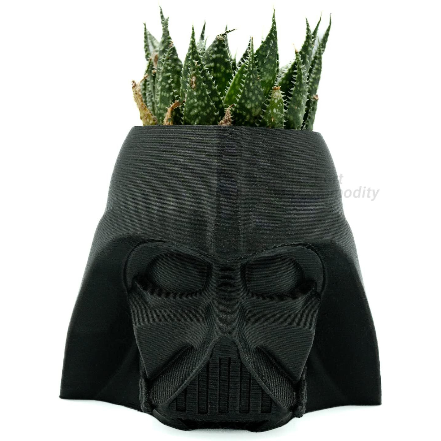 Export Commodity Darth Vader Planter With 3D Helmet Design  Plastic Pot For Small Plants  Black  Indoor/Outdoor  Small