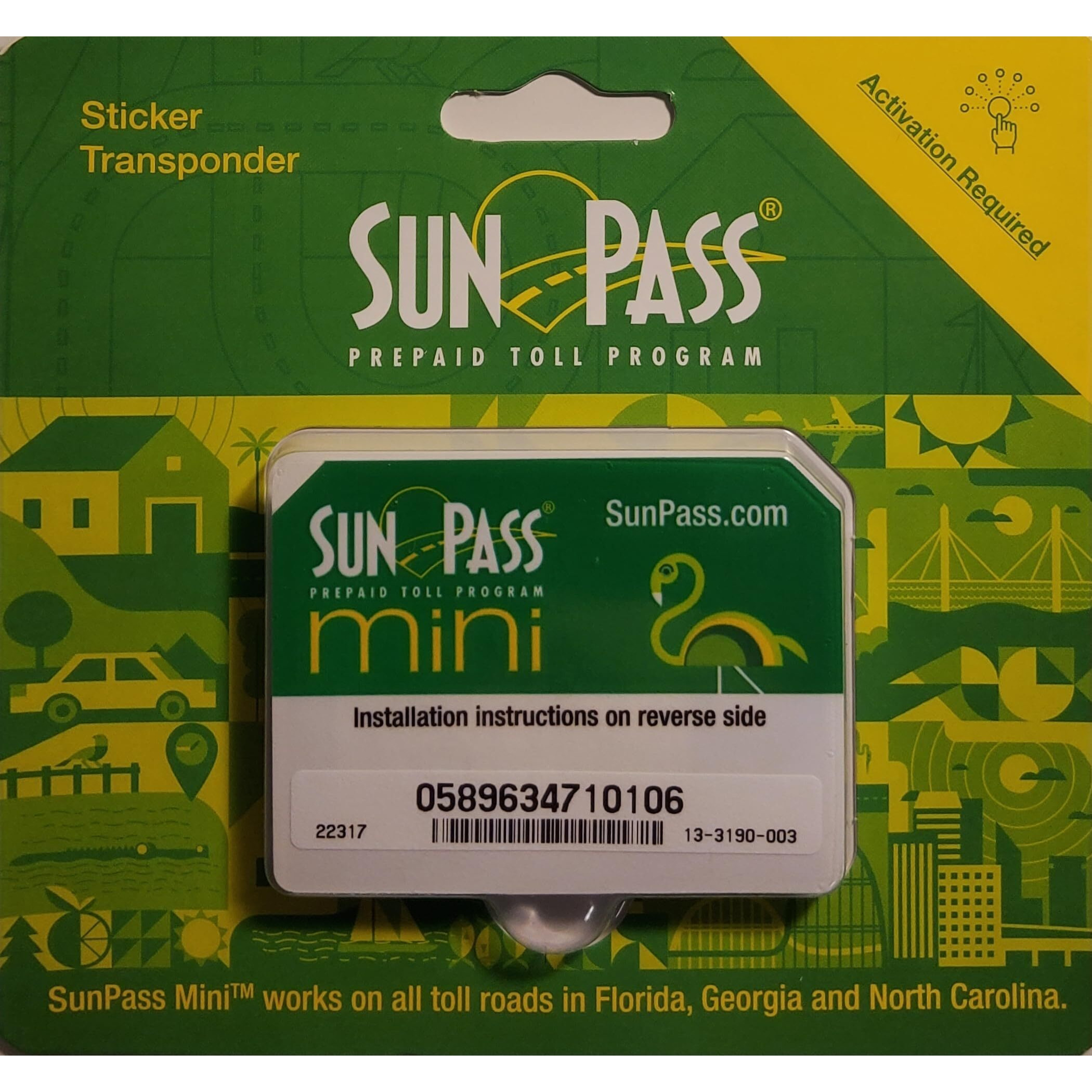 Sunpass Mini Sticker Pre-Paid Toll Program For Florida (Styles May Vary)