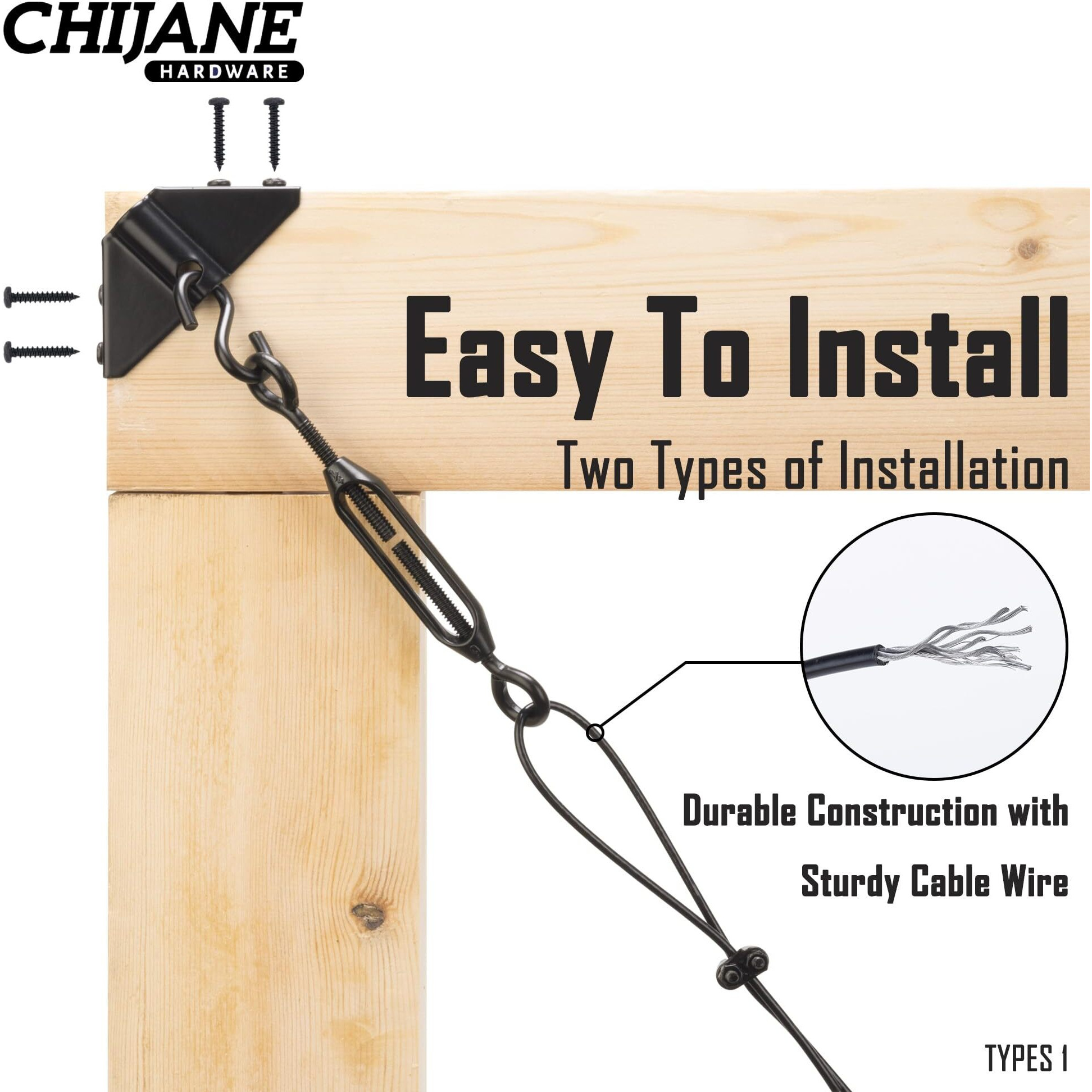 Chijane Durable Anti Sag Gate Kit Gate Hardware Support Cable Set For Sliding Gate Steel Fence Door Repair Kit Anti-Sagging Gate Kit Gate Latch For Wooden Fence Outdoor  Black No Sag Gate Frame Kit