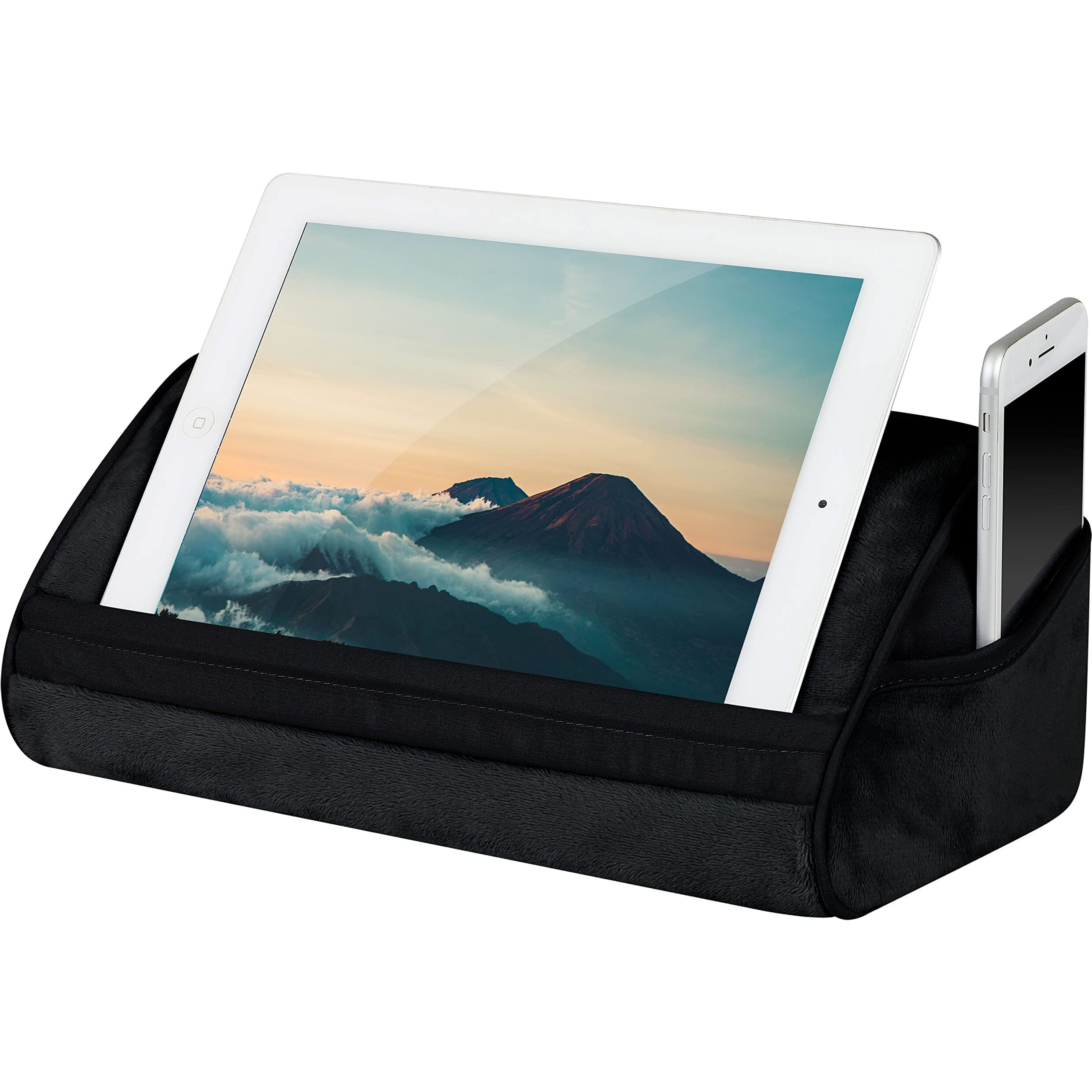 Lapgear Original Microbead Tablet Pillow Stand With Phone Pocket - Black - Fits Most Tablets - Style No. 35068