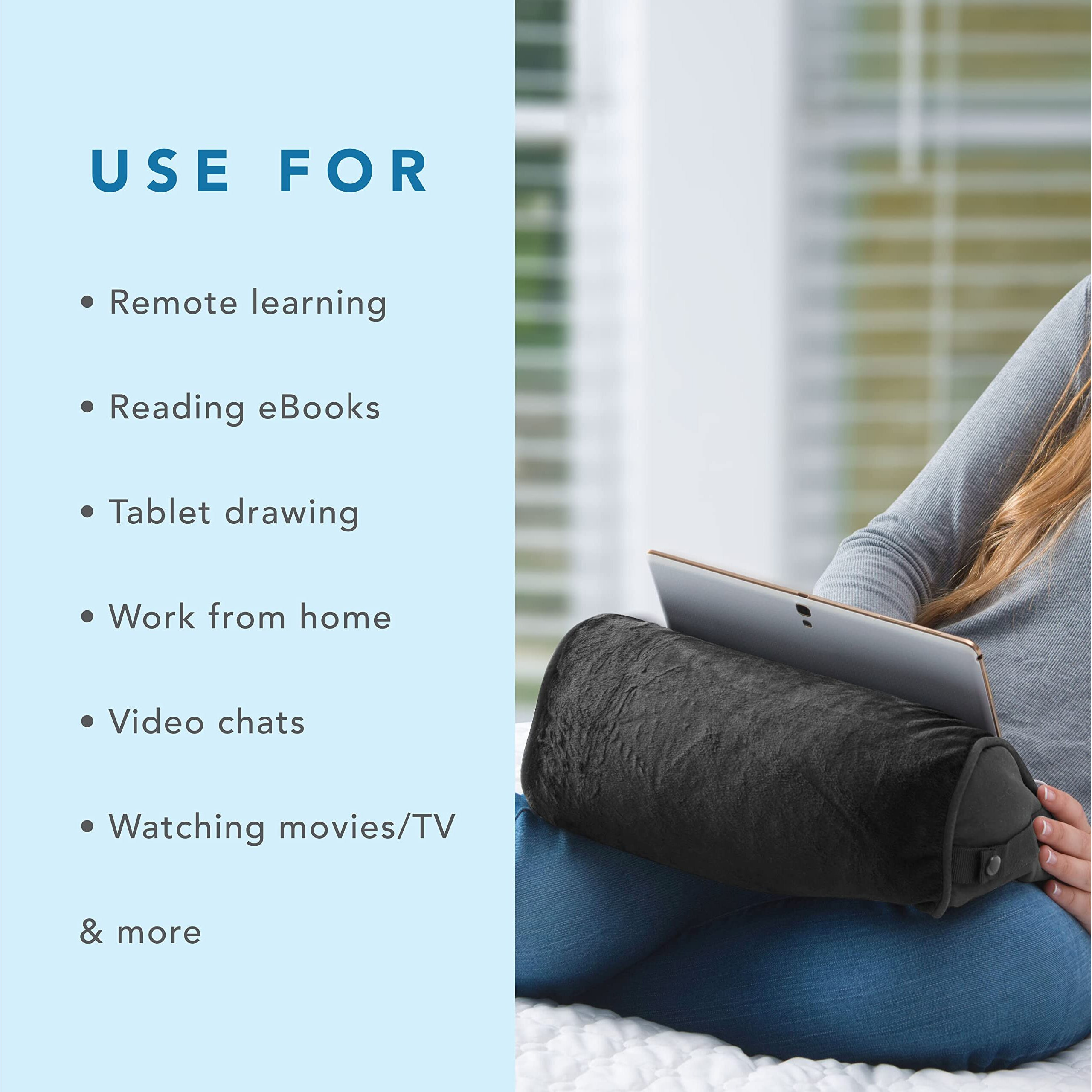 Lapgear Original Microbead Tablet Pillow Stand With Phone Pocket - Black - Fits Most Tablets - Style No. 35068