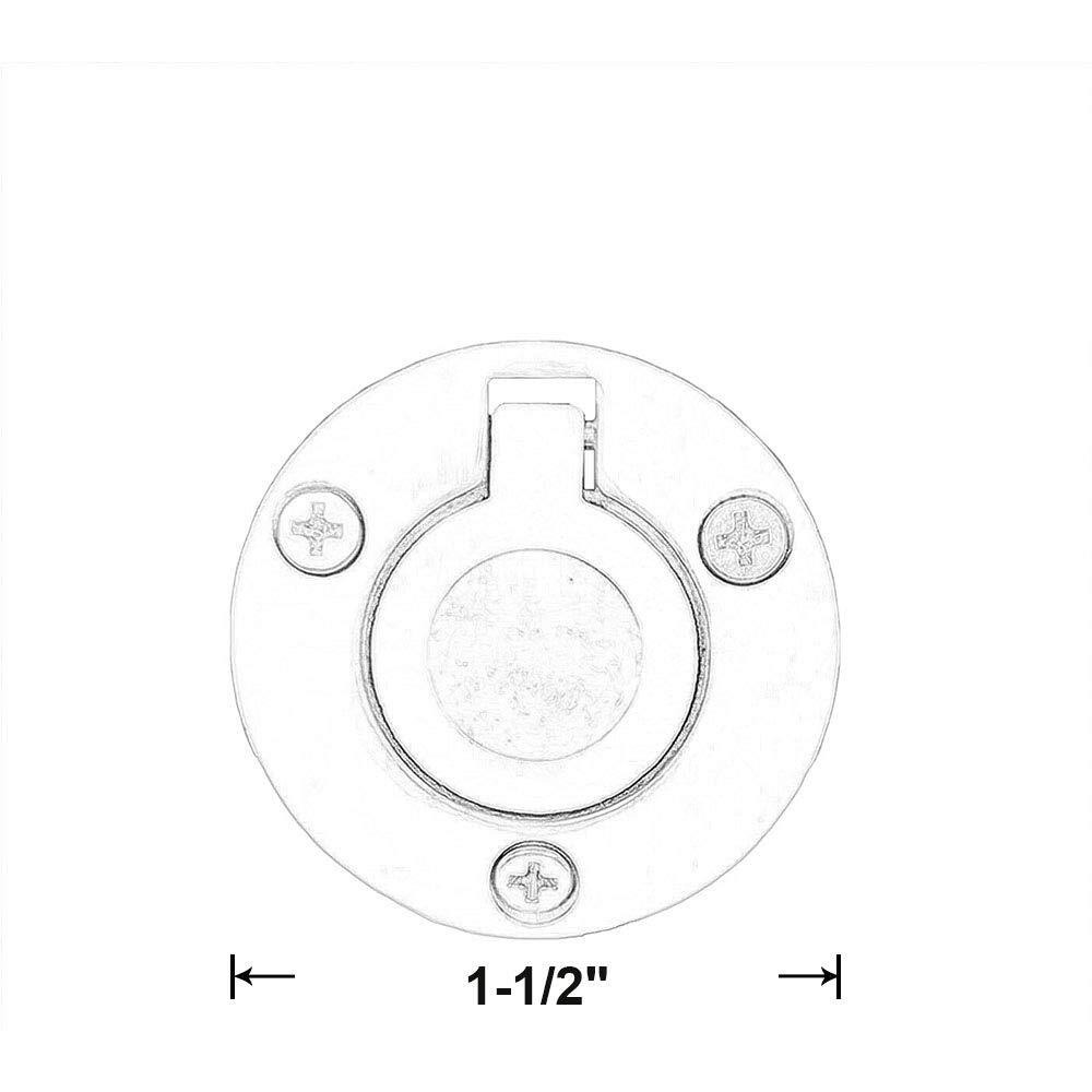 Qcaa Solid Brass Flush Ring Pull Round  1-1/2""  Polished Brass  4 Pack