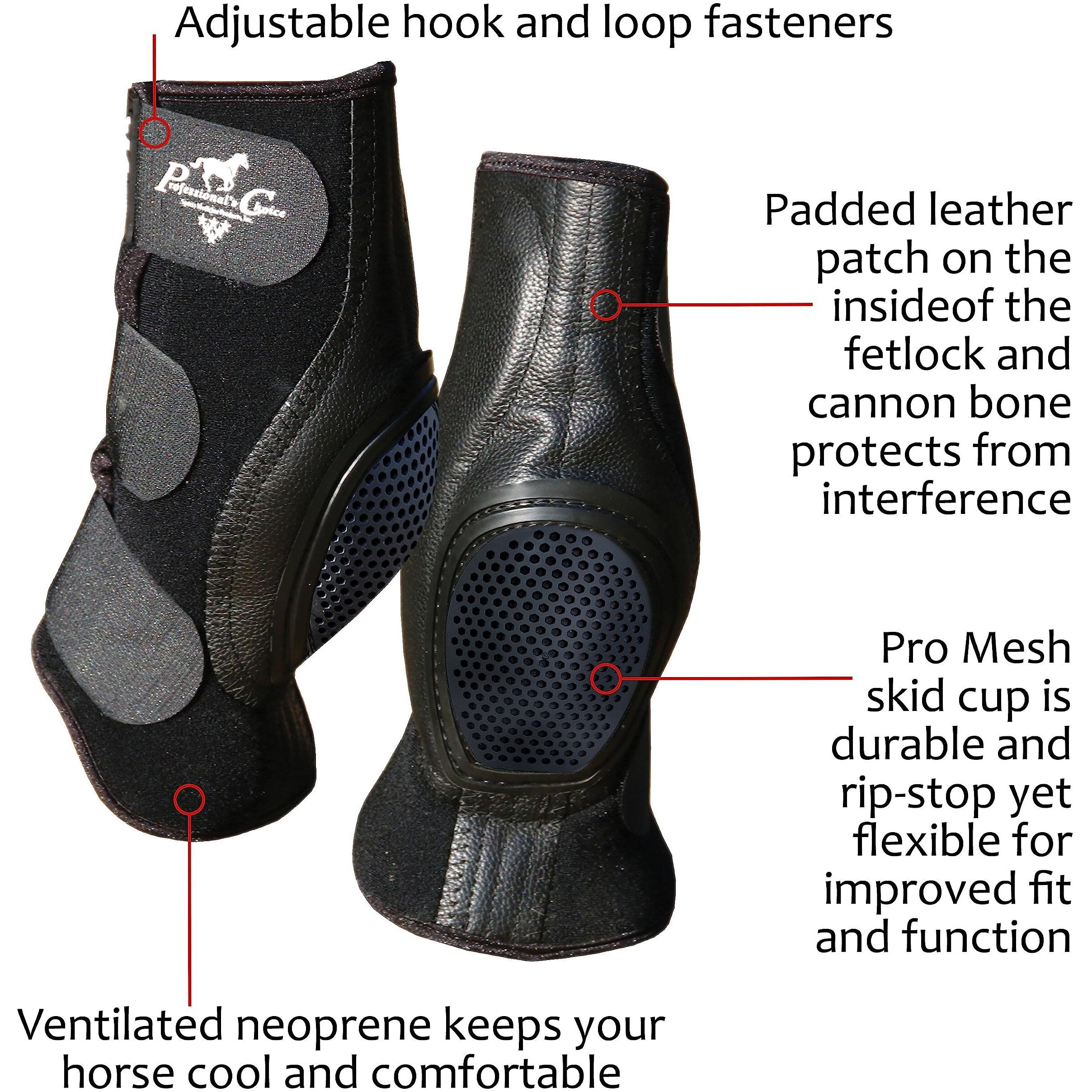 Professional's Choice Equine Ventech Slidetec Skid Rear Leg Boot | Prevents Burns During Sliding Stops | Pair | Short 10.5"" | Black