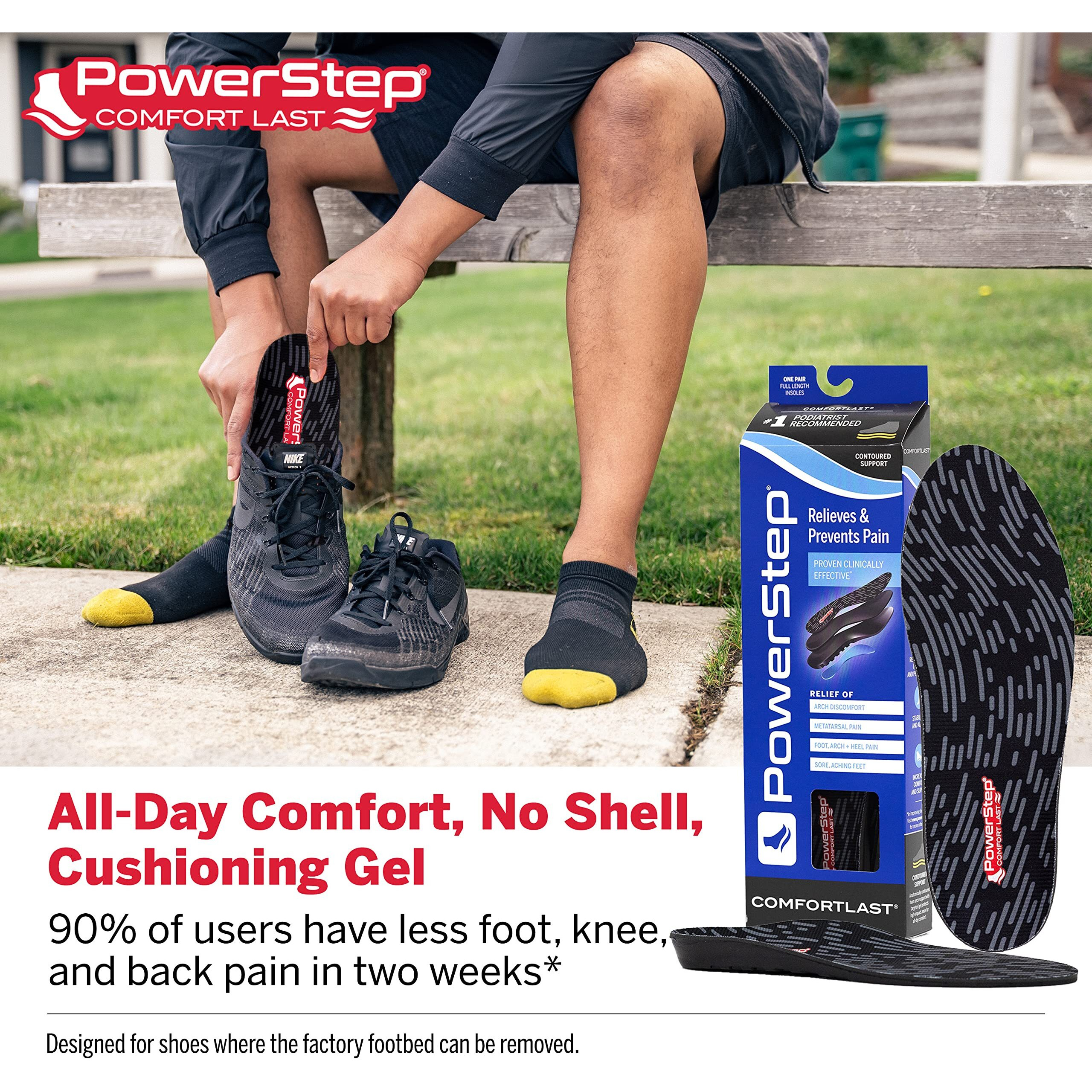 Powerstep Unisex-Adult Comfortlast Insole  Black/Red  Men's 7-8.5 / Women's 9-10.5