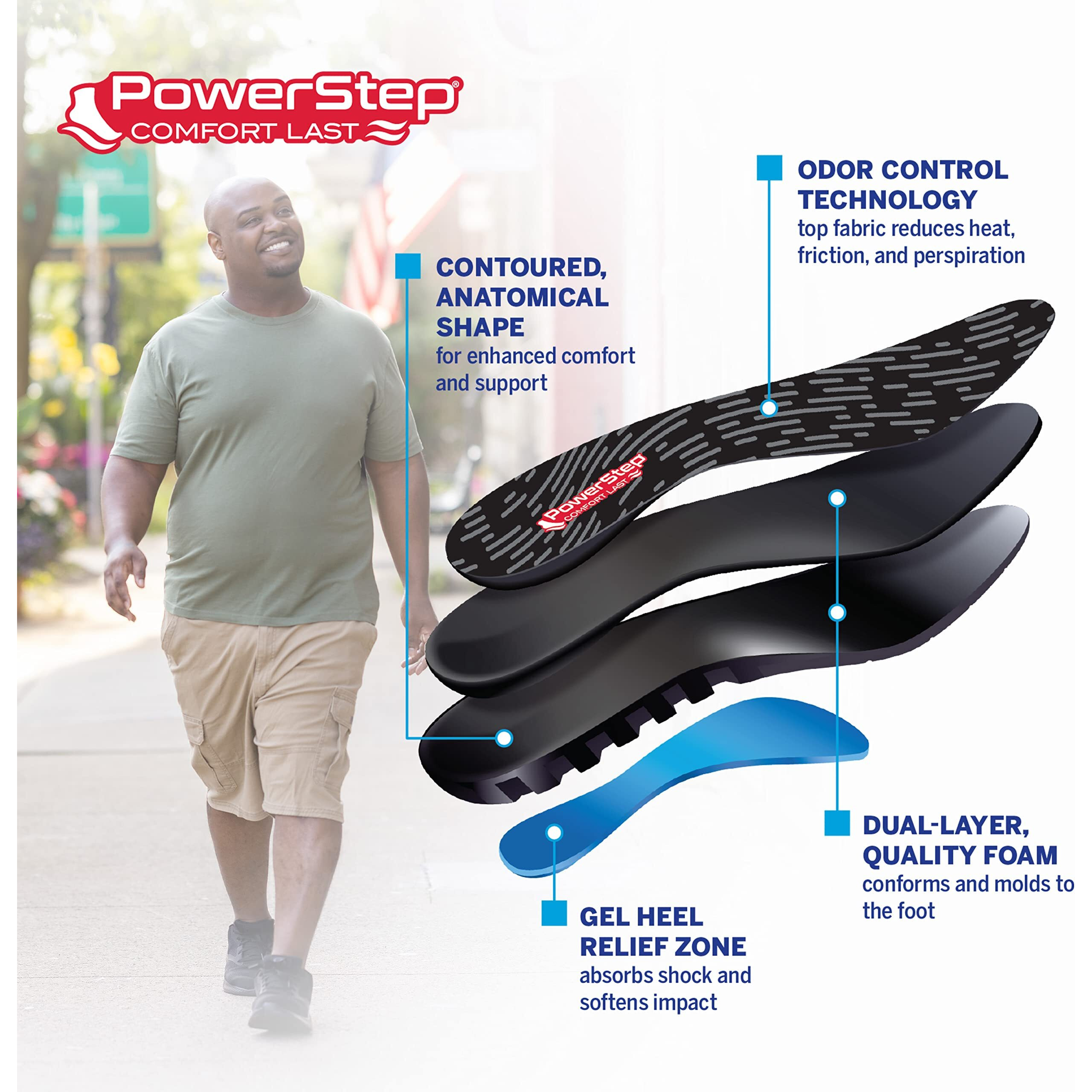 Powerstep Unisex-Adult Comfortlast Insole  Black/Red  Men's 7-8.5 / Women's 9-10.5