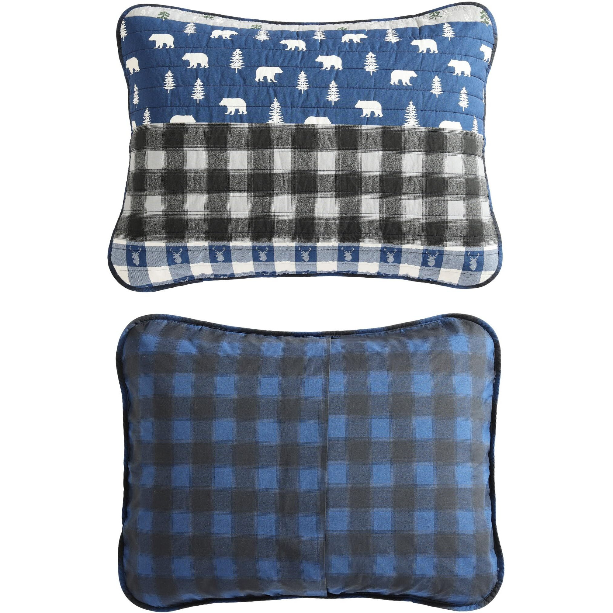 Eddie Bauer - Queen Quilt Set  Reversible Cotton Bedding With Matching Shams  Lightweight Home Decor For All Seasons (Blue Creek Navy  Queen)