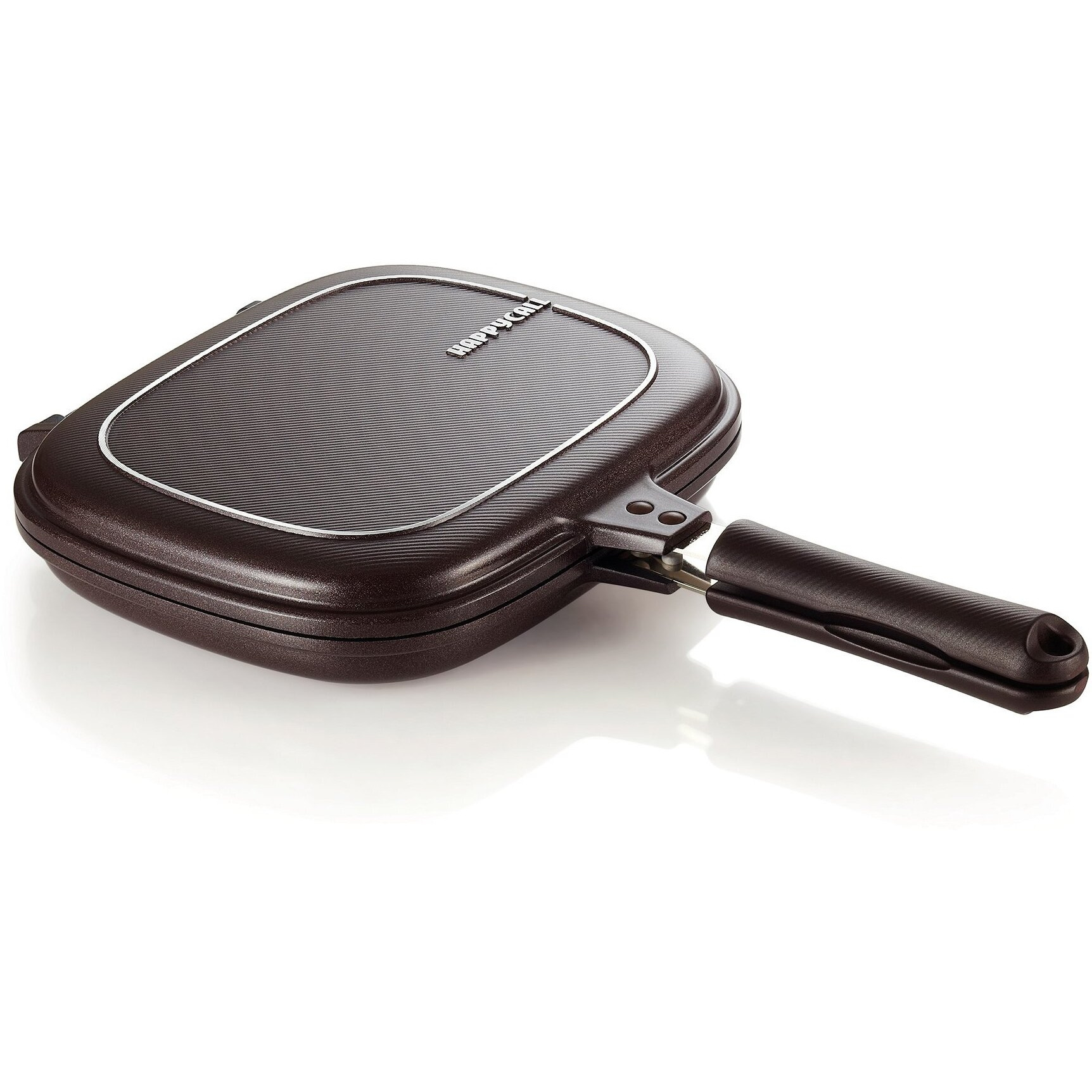 Happycall Titanium Nonstick Double Pan  Omelette Pan  Flip Pan  Square  Dishwasher Safe  Pfoa-Free  Brown (Standard)