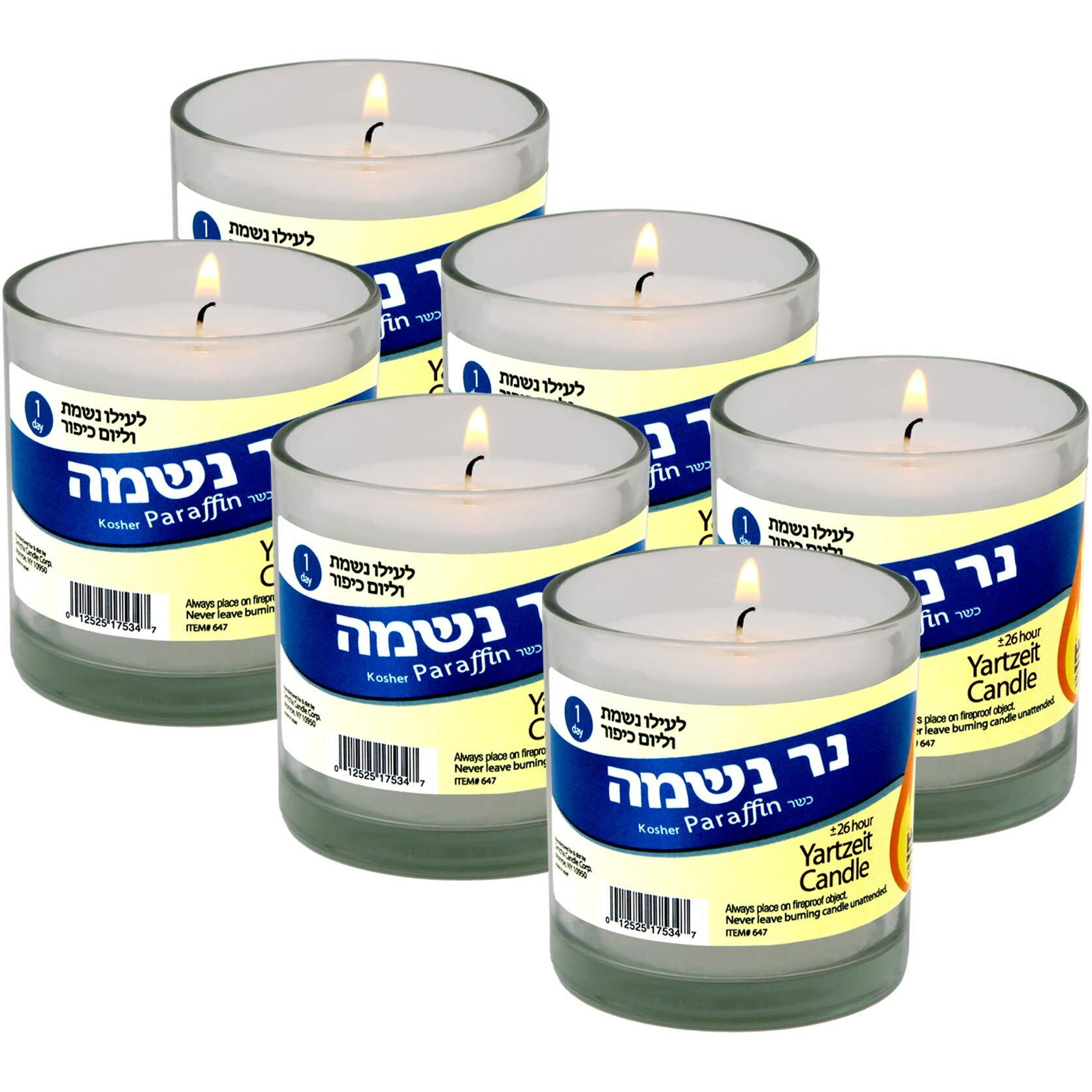 Yahrzeit Memorial Candle 24 Hours Burning Time In Glass Holder- 6 Pack - To Light In Memory Of Lost Loved Ones Funeral Shiva Yartzeit Or Emergency Candles- Nice Glass Tumbler Cups- Light 1 Day