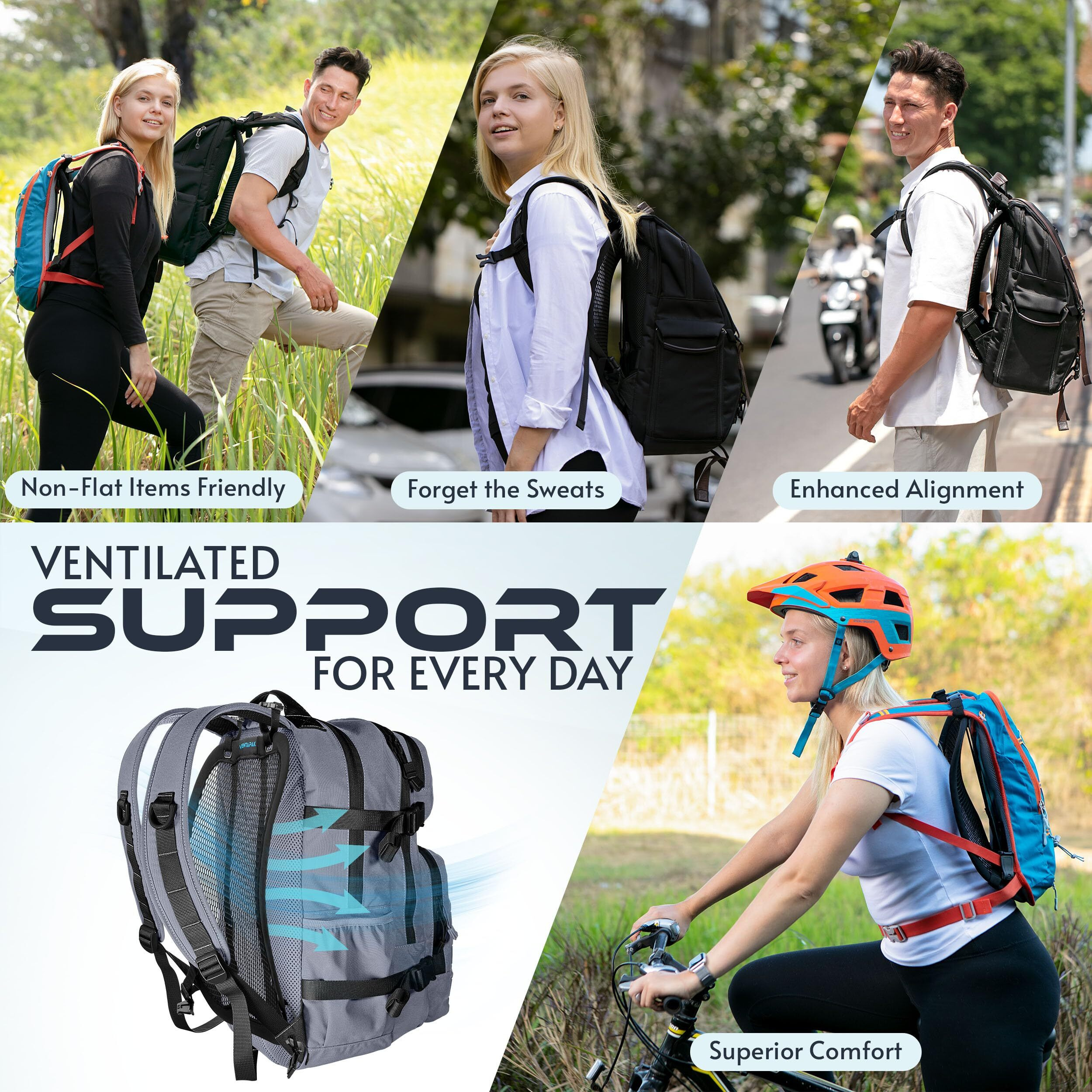 Ventapak Lightweight Ventilation Backpack Spacer - Frame For Hiking  Commuting & Biking Backpacks - Large Mesh Ventilation  Rucksack Frames For Improved Airflow Reduced Sweat