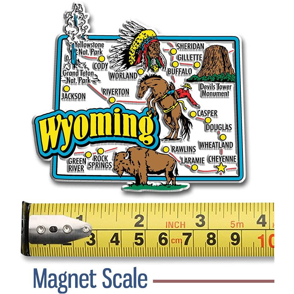 Wyoming Jumbo State Map Magnet By Classic Magnets  3.6"" X 3.2""  Collectible Souvenirs Made In The Usa