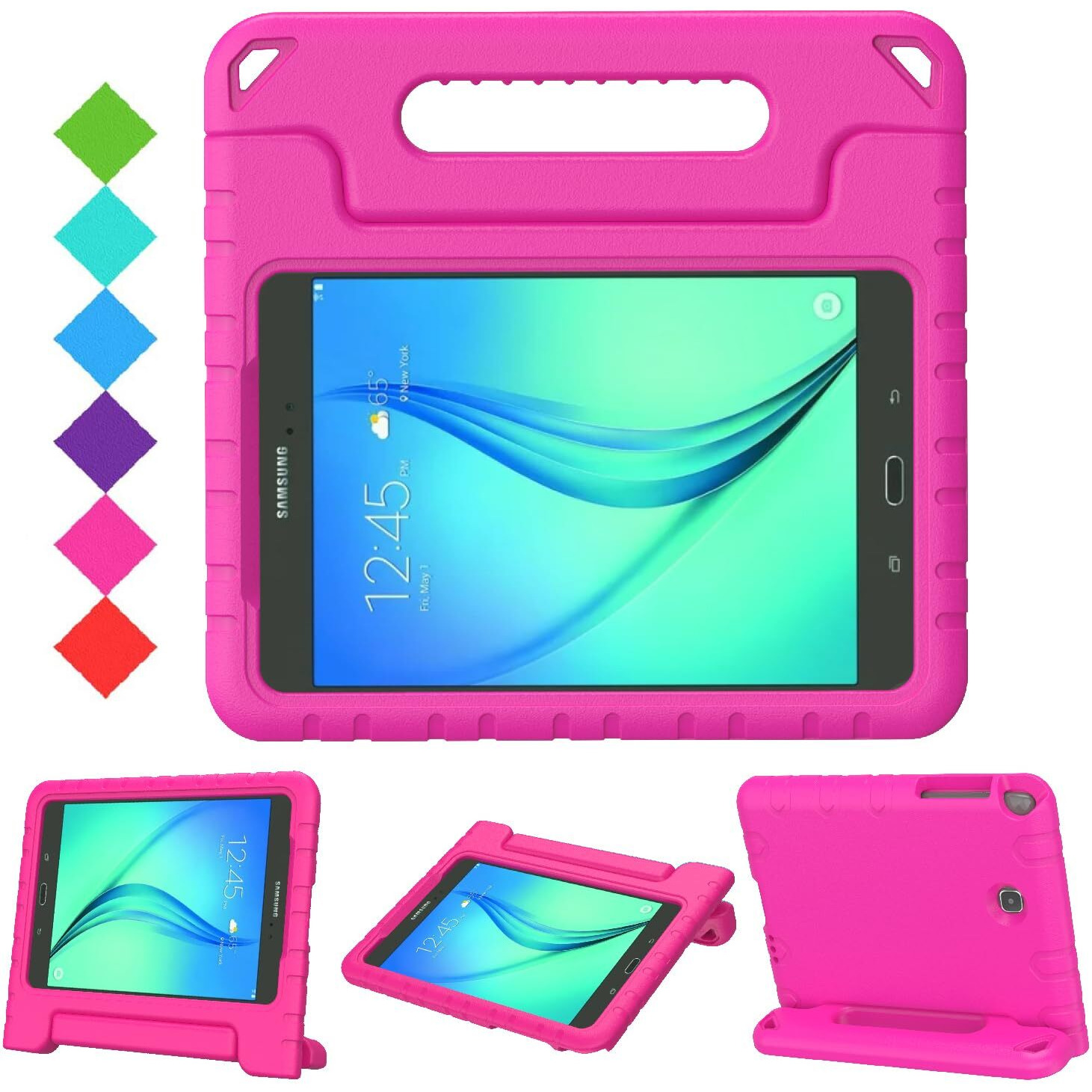 Bmouo Kids Case For Galaxy Tab A 8.0 (2015) Sm-T350 - Shockproof Light Weight Handle Stand Kids Case For Galaxy Tab A 8.0-Inch 2015 Tablet - Rose