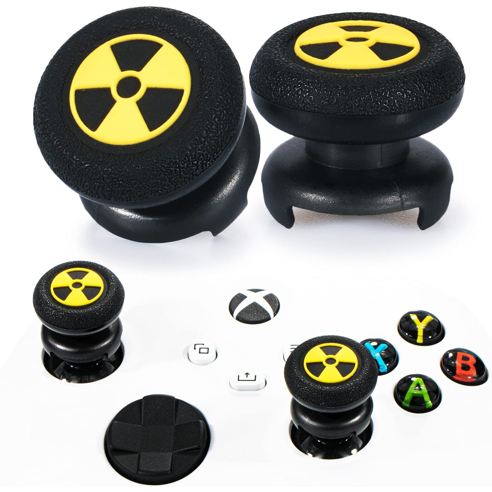 Playrealm Fps Thumbstick Extender & 3D Texture Rubber Silicone Grip Cover 2 Sets For Xbox Series X/S & Xbox One Controller(Radiation Black)