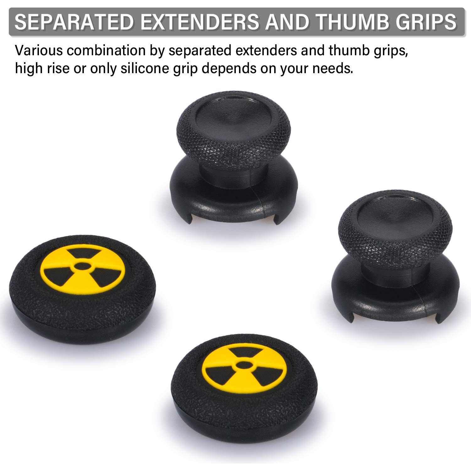 Playrealm Fps Thumbstick Extender & 3D Texture Rubber Silicone Grip Cover 2 Sets For Xbox Series X/S & Xbox One Controller(Radiation Black)