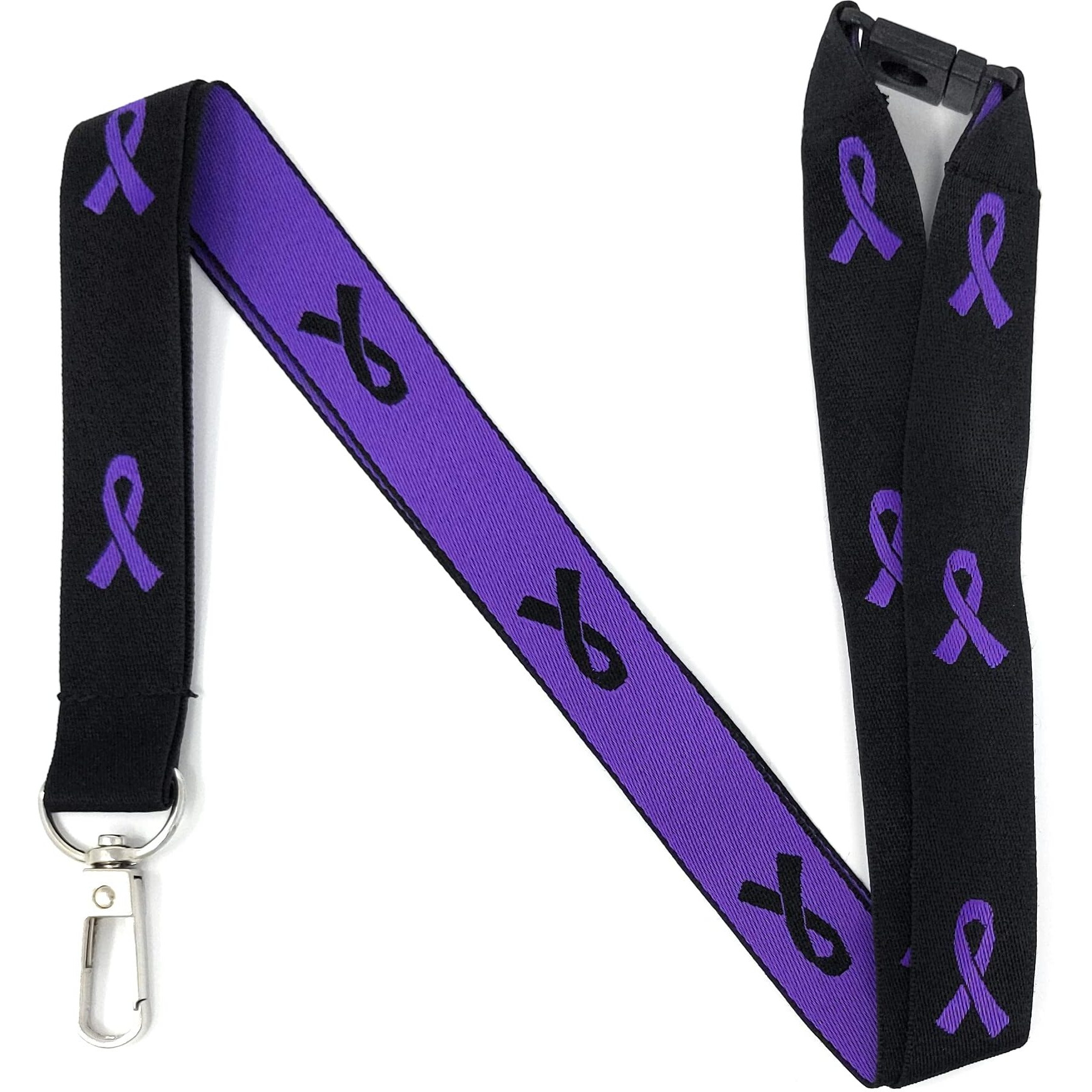 Vinylcation Purple Awareness Ribbon Lanyard For Supporting Alzheimer's  Fibromyalgia  Lupus  Epilepsy And Many More Great Causes Keychain And Id Holder For Keys Or Badge | Durable Woven Polyester