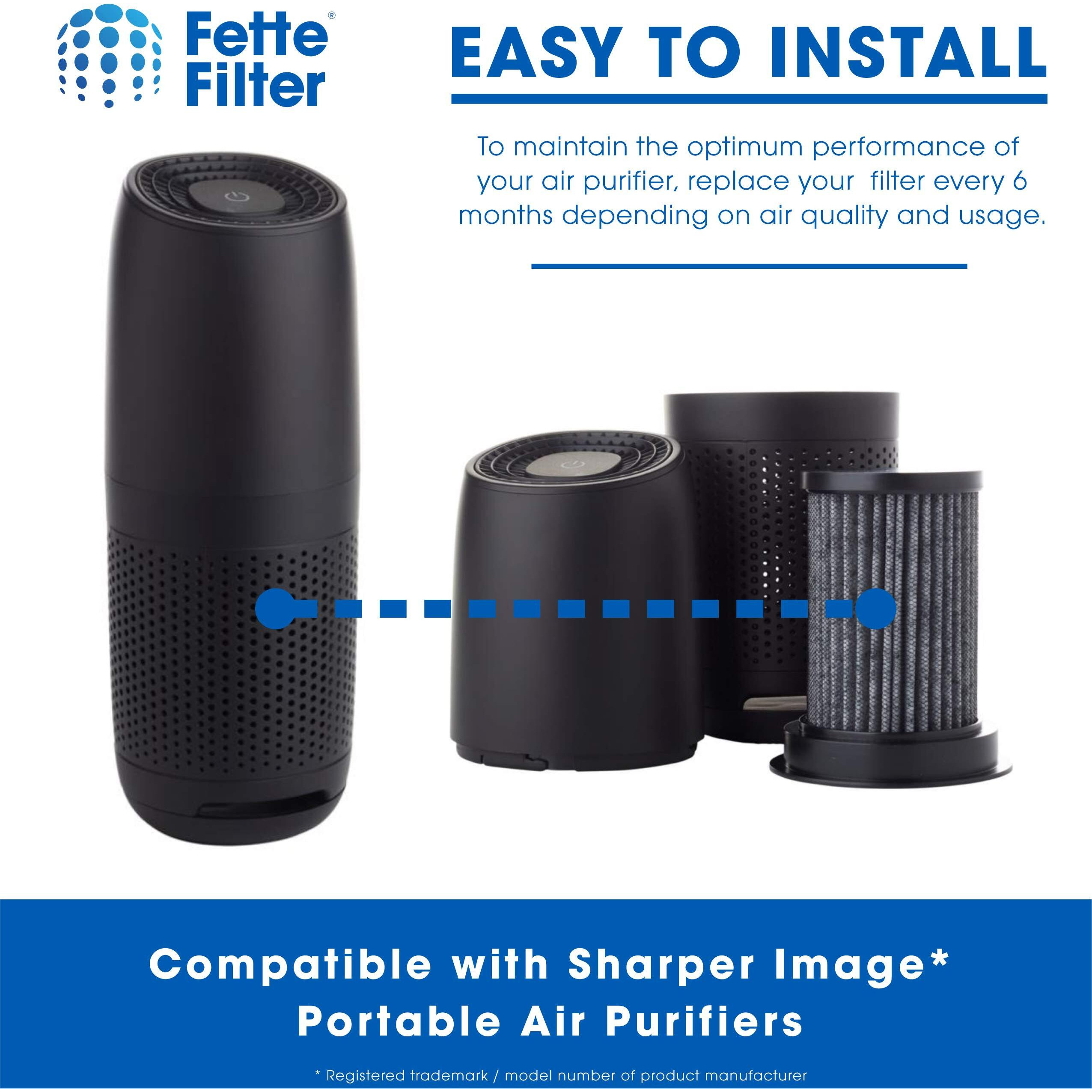 Fette Filter - True Hepa Filter Replacement Compatible With Sharper Image Usb Powered Portable Air Purifier (2 Qty)