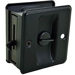 Qcaa Solid Brass Sliding Door Pull Privacy Pocket Lock  Matte Black  Made In Taiwan  1 Pack