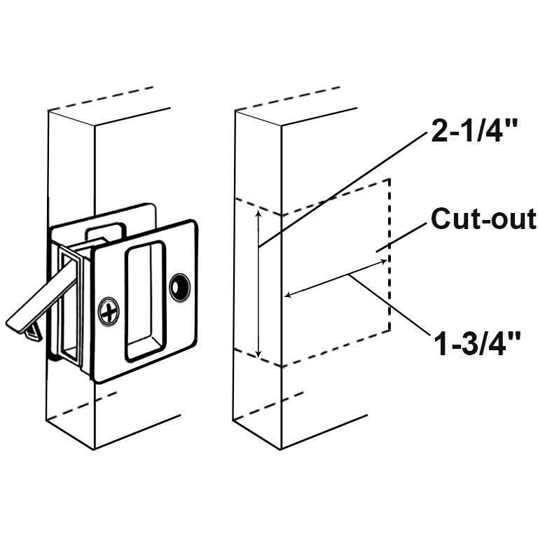 Qcaa Solid Brass Sliding Door Pull Privacy Pocket Lock  Matte Black  Made In Taiwan  1 Pack