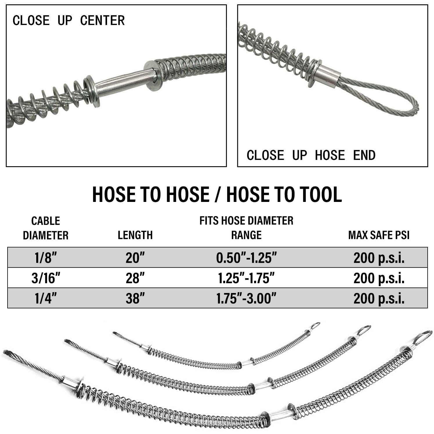 Whip Stop Hose Restraint/Whip Check/Hose To Hose/Safety/Hydraulic/Pressure/Osha/Hose 1/8"" X 20-1/4"" Hose To Hose For Hose Diameter 1/2"" - 1-1/4""