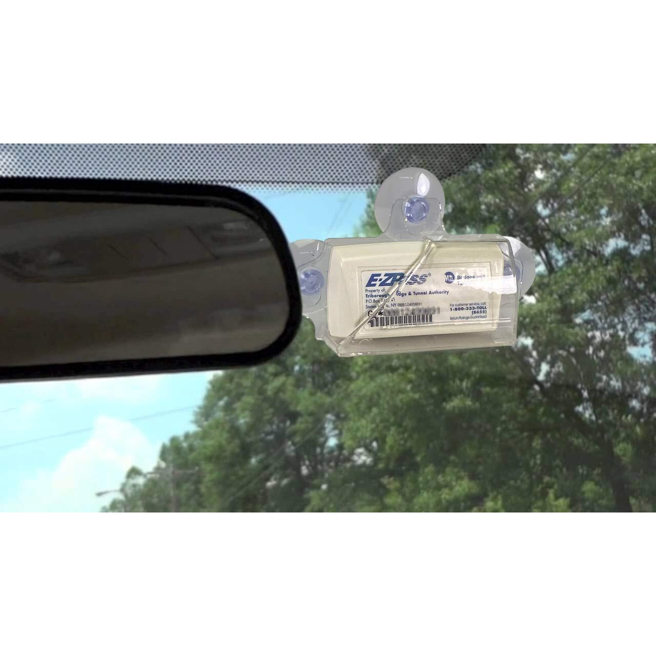 Trexnyc Toll Pass Holder For Car  Super Strong Holder With Suction Cups Holds Tightly To Your Car Windshield  Blister Pack  Clear