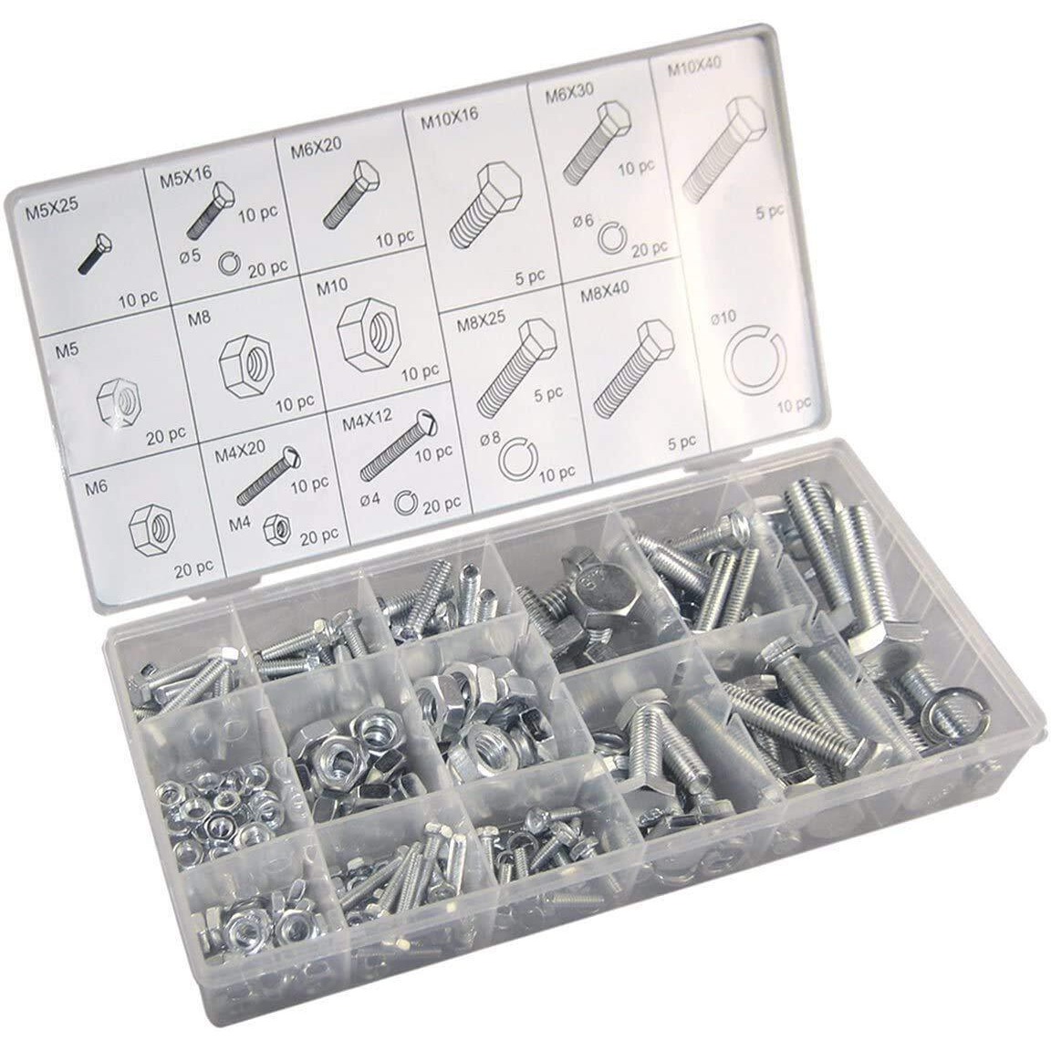 240 Pc Piece Mm Metric Size Nut And Bolt Screw Assortment Hardware Kit