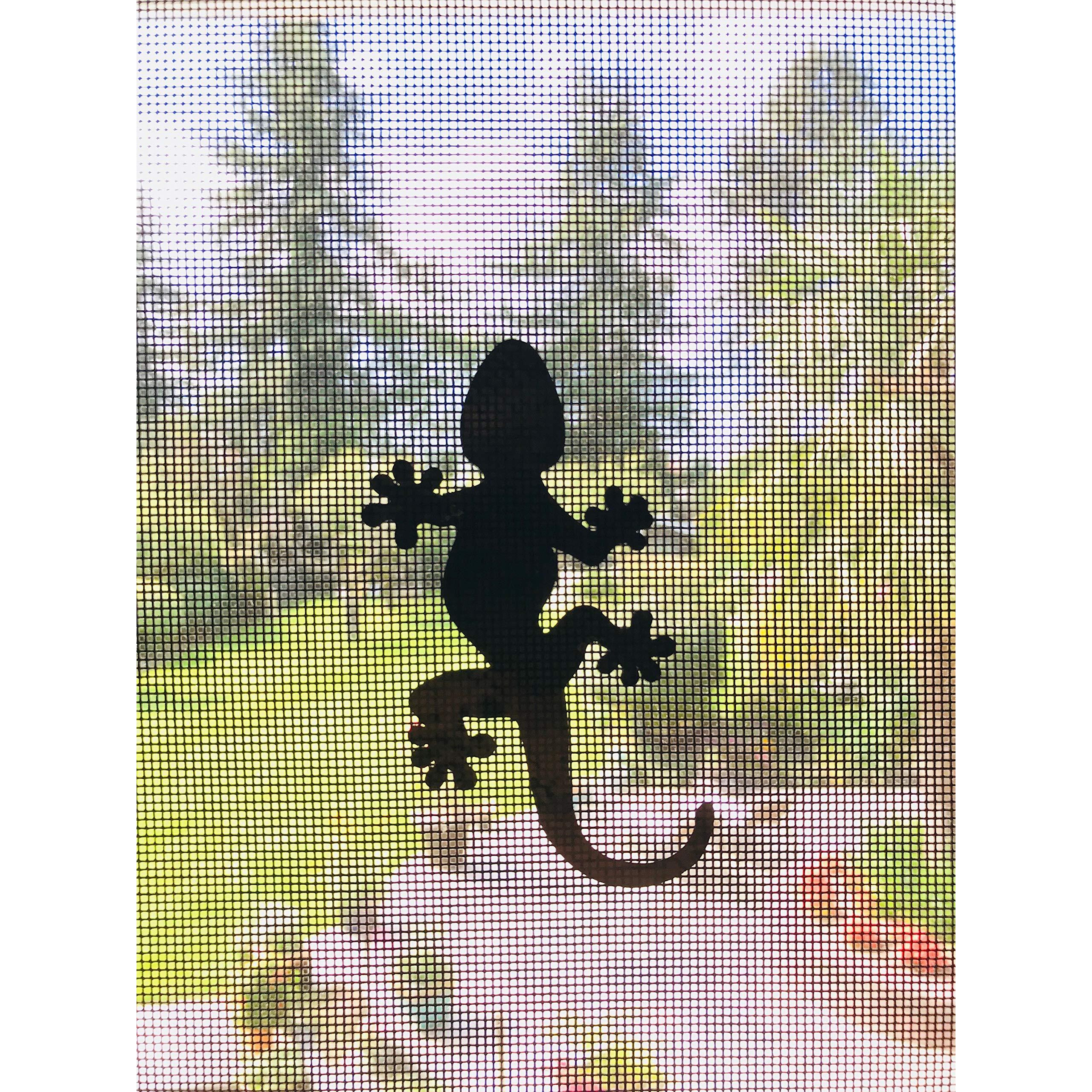 Retractable Screen Door Decals - 5 Per Package - Keep Children Safe - Alert Birds  Dogs  Kids - Warn  Protect  Window Safety - Geckos (Black)