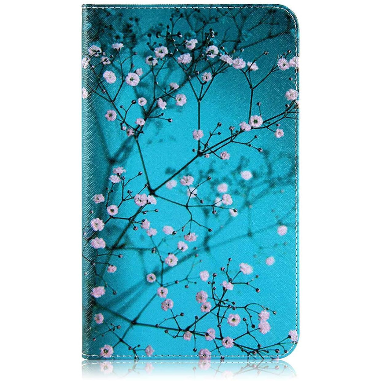 Uucovers T377 Tablet Case For Samsung Galaxy Tab E 8.0 Inch 2016 Model (Sm-T377A/T377V/T377P/T375/T378) Pu Leather Folio Stand Wallet Soft Tpu Back Shockproof Cover With Card Pocket  Pear Flower Blue