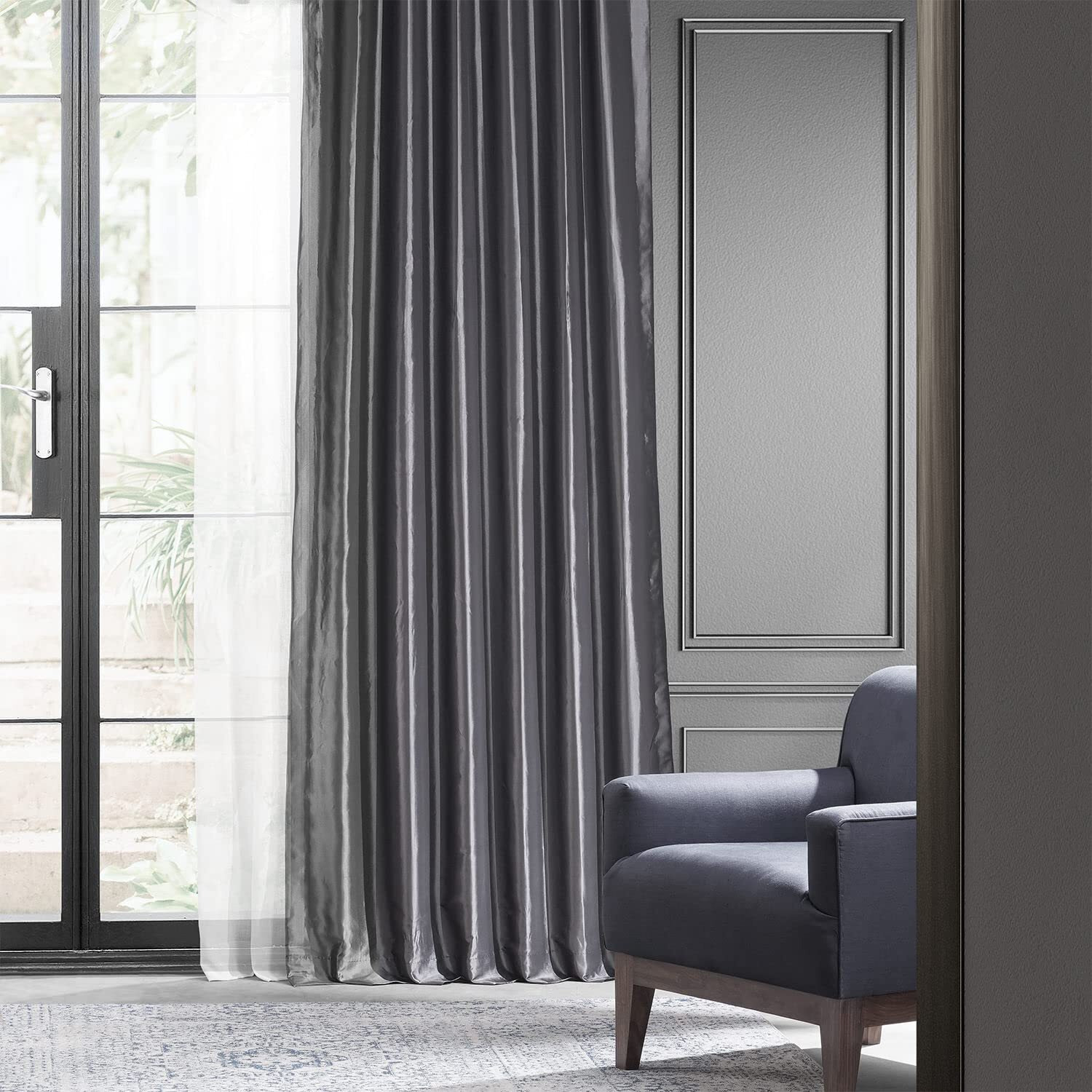 Hpd Half Price Drapes Blackout Curtains For Bedroom & Living Room - Faux Silk Taffeta Blackout Curtain 50 X 108 (1 Panel)  Ptch-Bo005-108  Graphite
