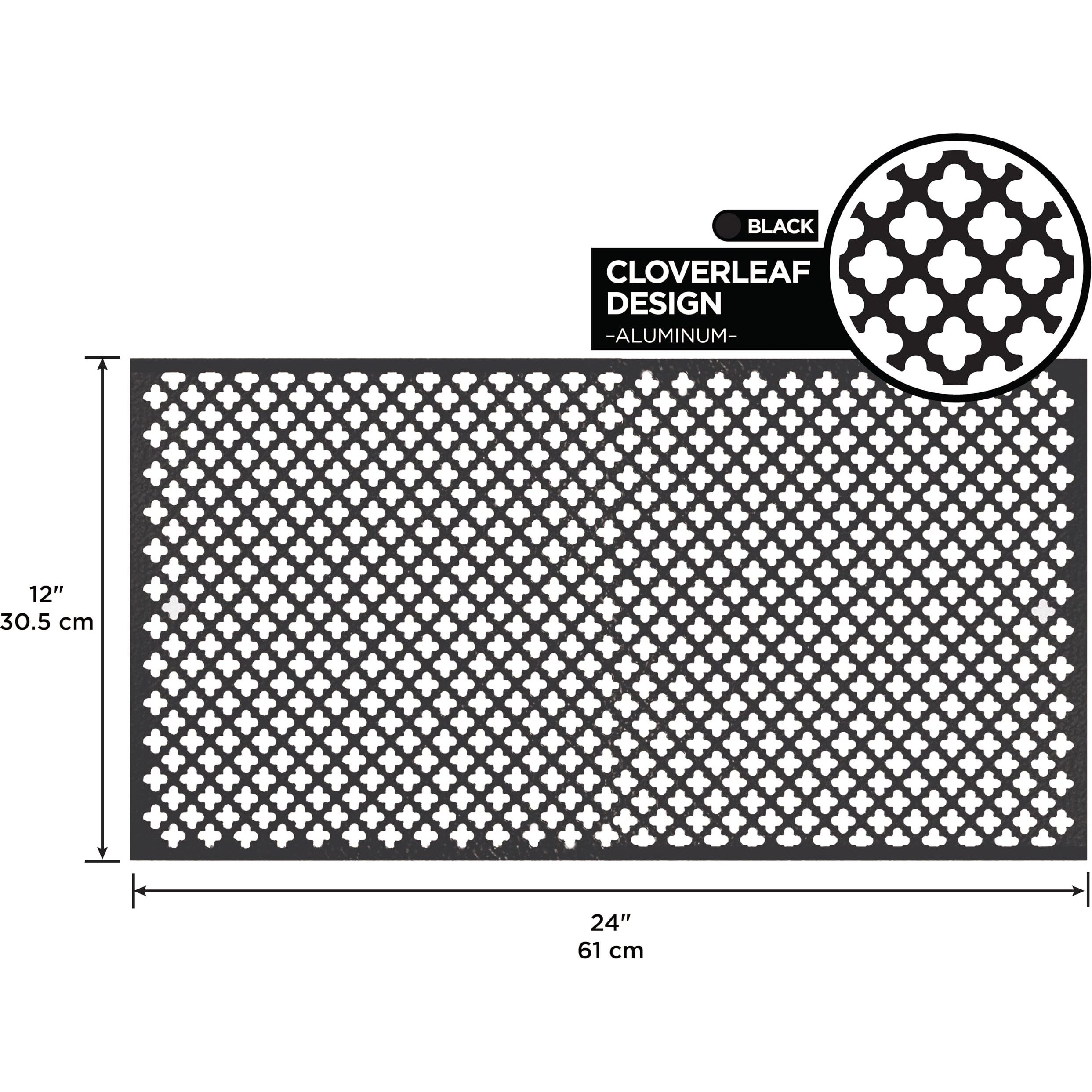 M-D Building Products 56018 12 In. X 24 In. X .020 In. Black Aluminum Sheet Cloverleaf