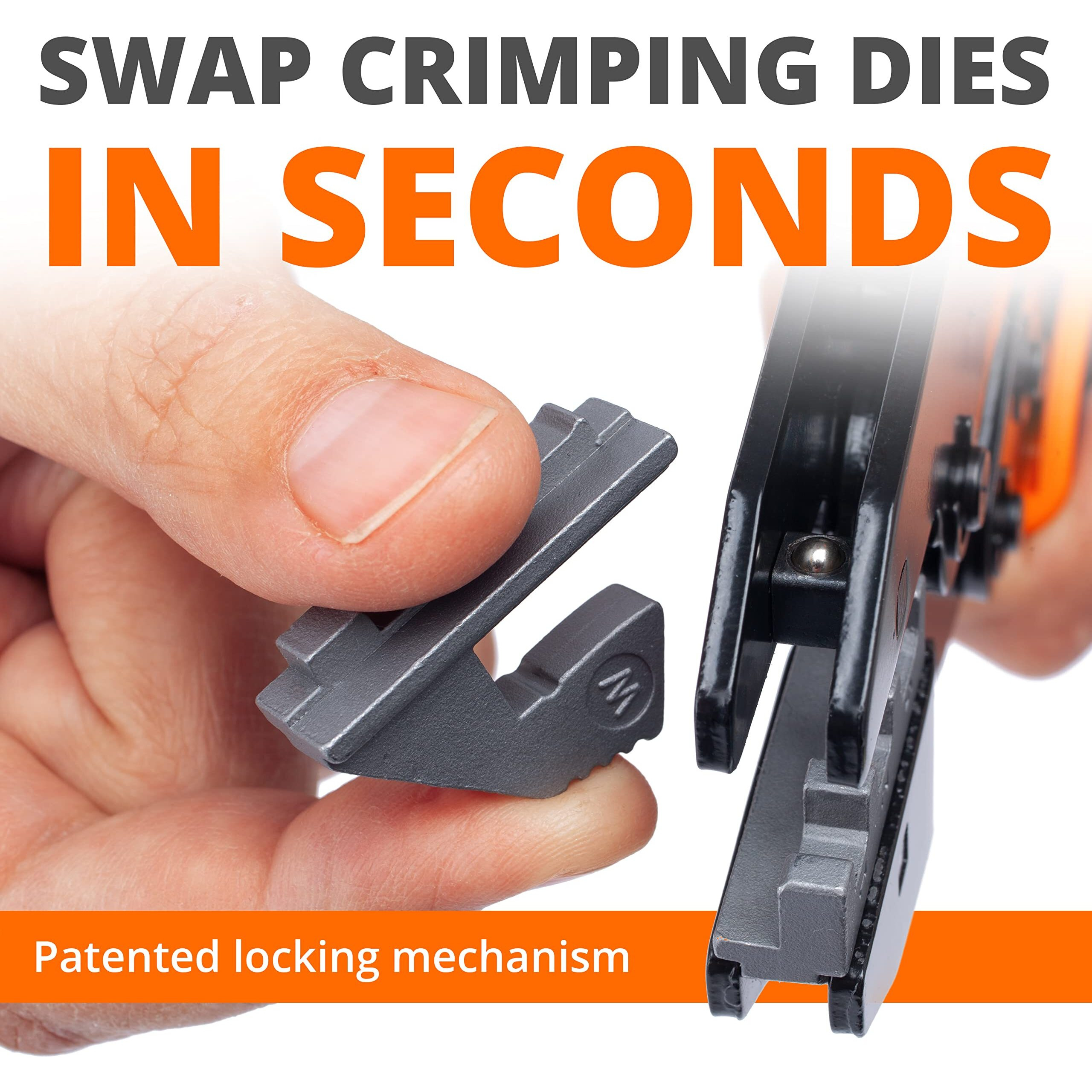 Wirefy Crimping Tool 8.7"" For Quick Change Crimping Dies - Ratcheting Wire Crimper - Crimping Pliers - Terminal Crimp Tool - 26-8 Awg (Crimping Dies Sold Separately)