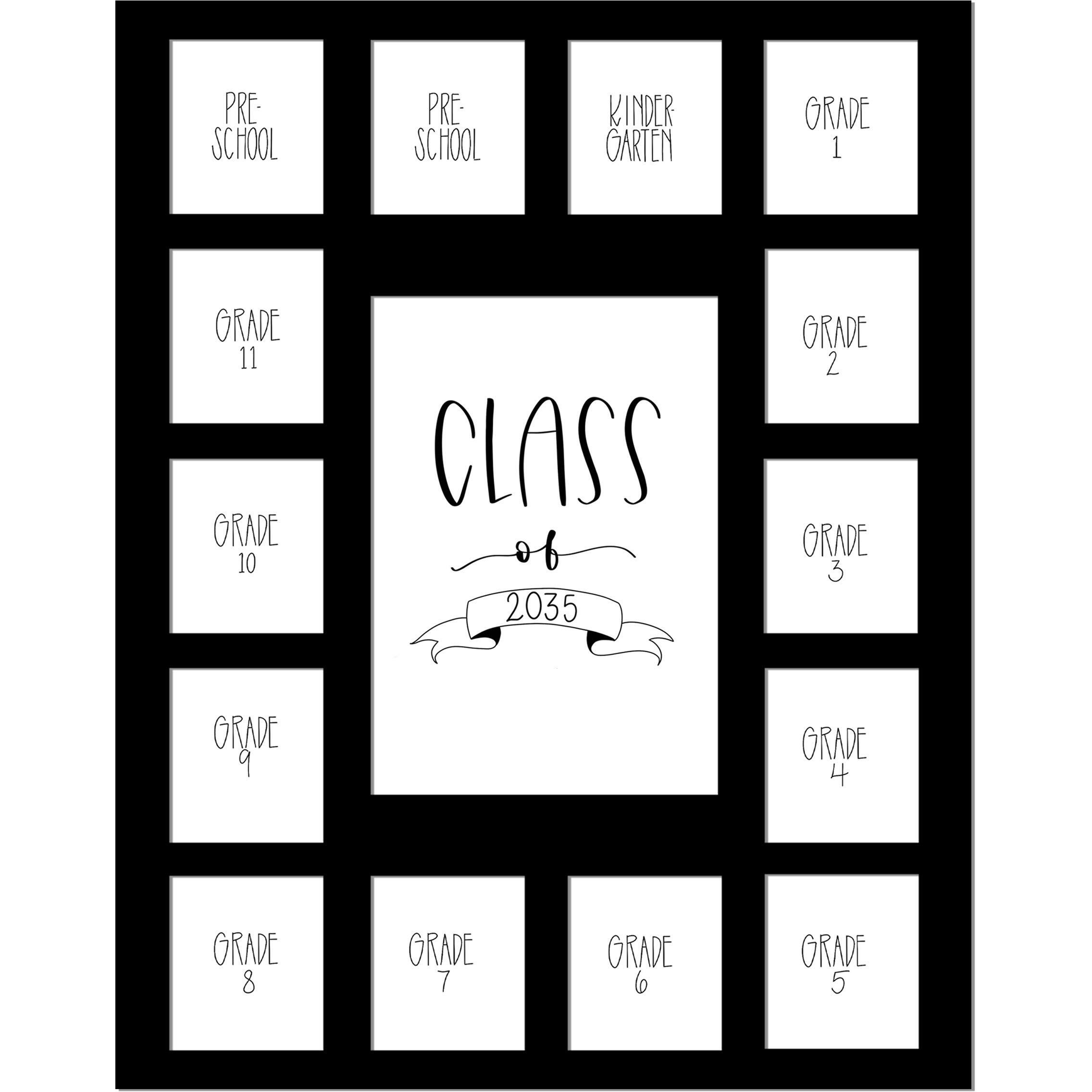 Rrd Class Of 2035 Photo Mat (11  X 14 ) - Photo Collage Picture Frames Mat For School Pictures - School Picture Frame Pre-K To 12 Mat - No Frame Black Photo Mat From Pre-K To Graduation