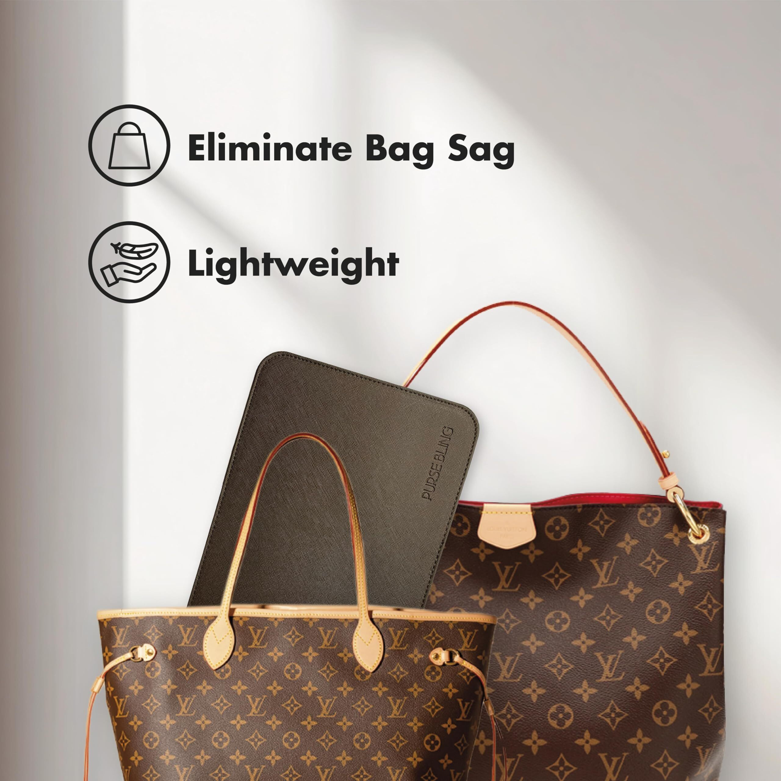 Purse Bling Base Shaper For Neverfull Gm  Bag Shaper For Lv Never Full Bags And Other Lv Totes  Vegan Leather (Red  Gm)
