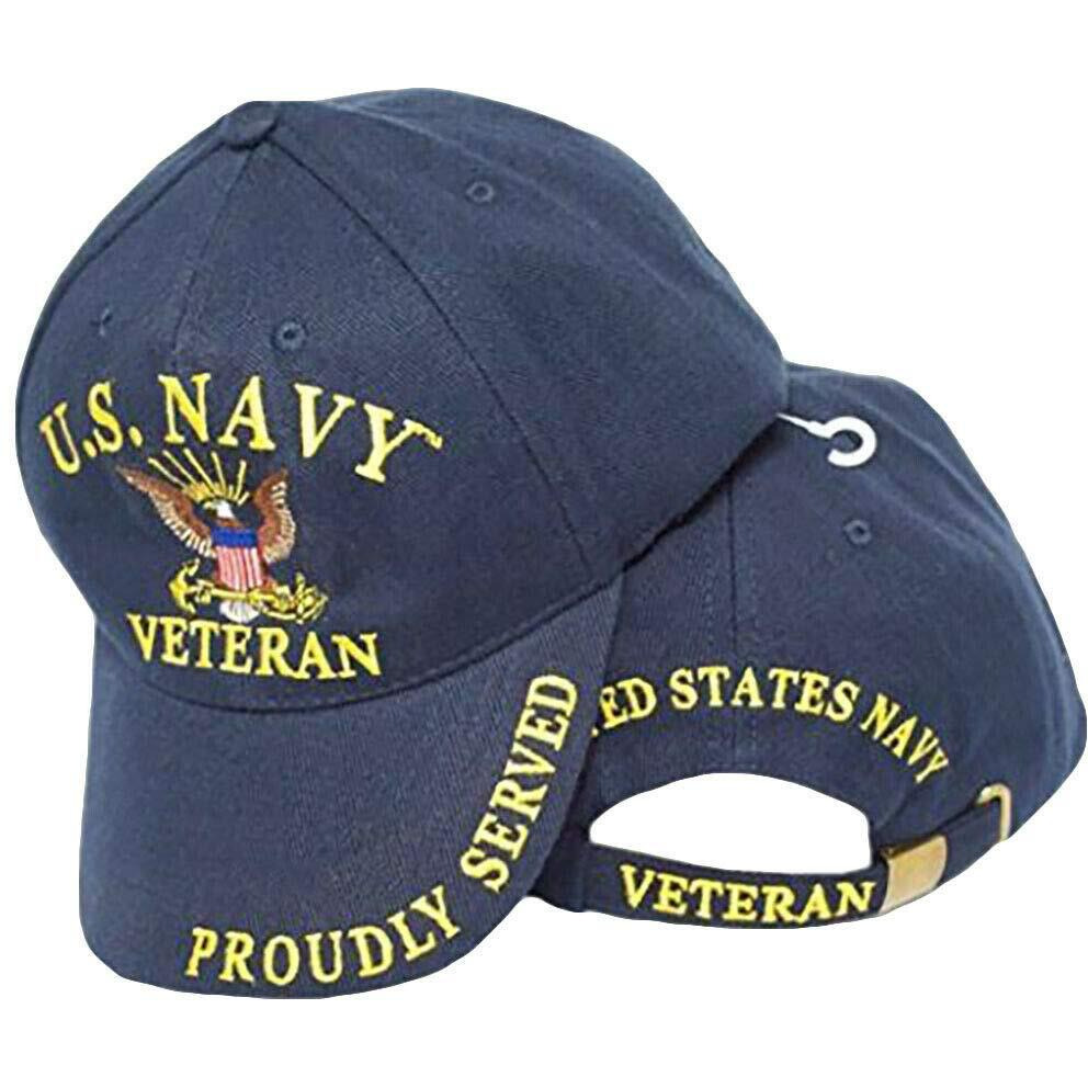 United States Navy Veteran Proudly Served Blue Hat Cap Usn