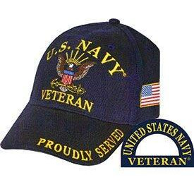 United States Navy Veteran Proudly Served Blue Hat Cap Usn
