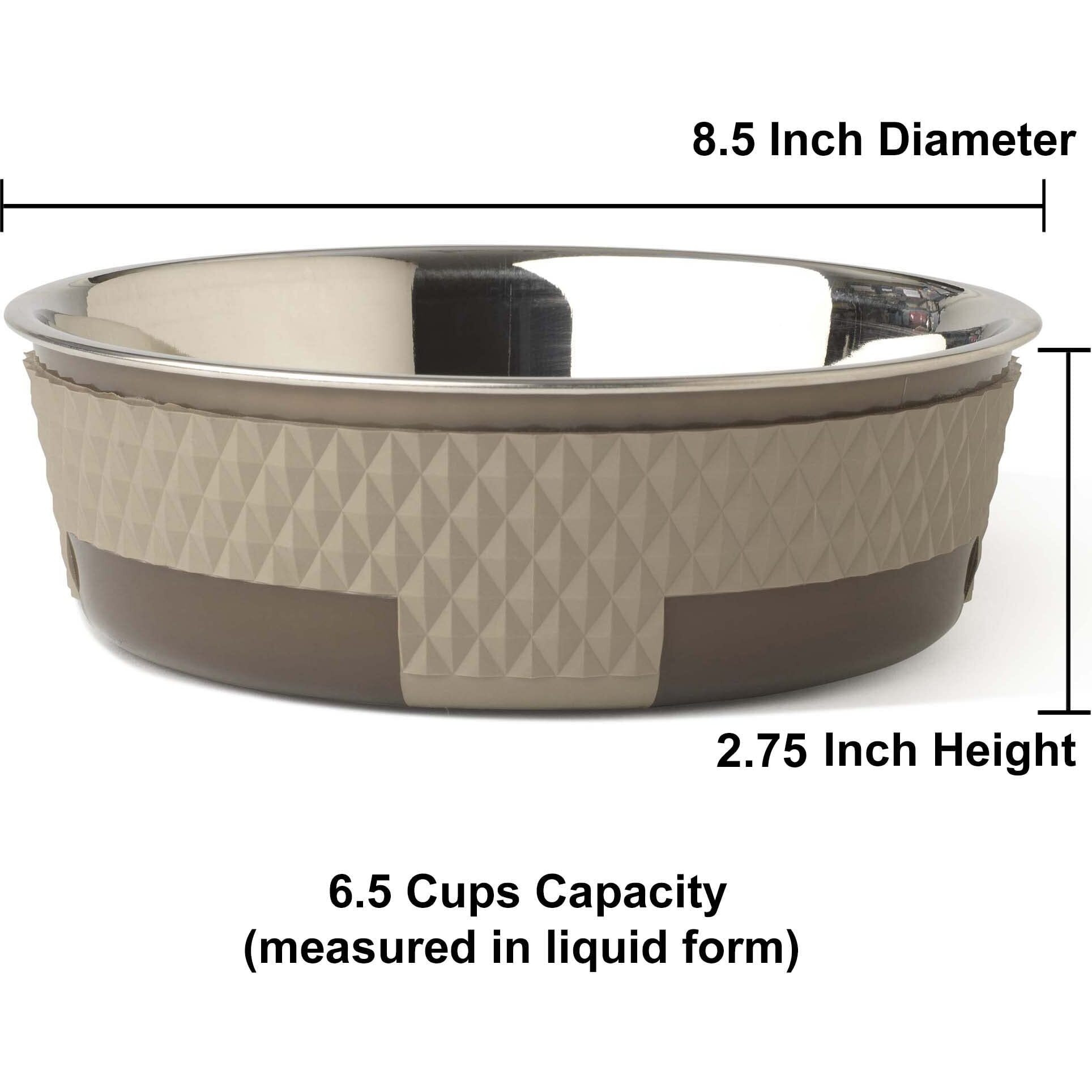 Petrageous 16017 Kona Stainless Steel Non-Slip Dishwasher-Safe Bowl 6.5-Cup 8.5-Inch Diameter 2.75-Inch Tall For Large And Extra Large Dogs And Cats  Brown