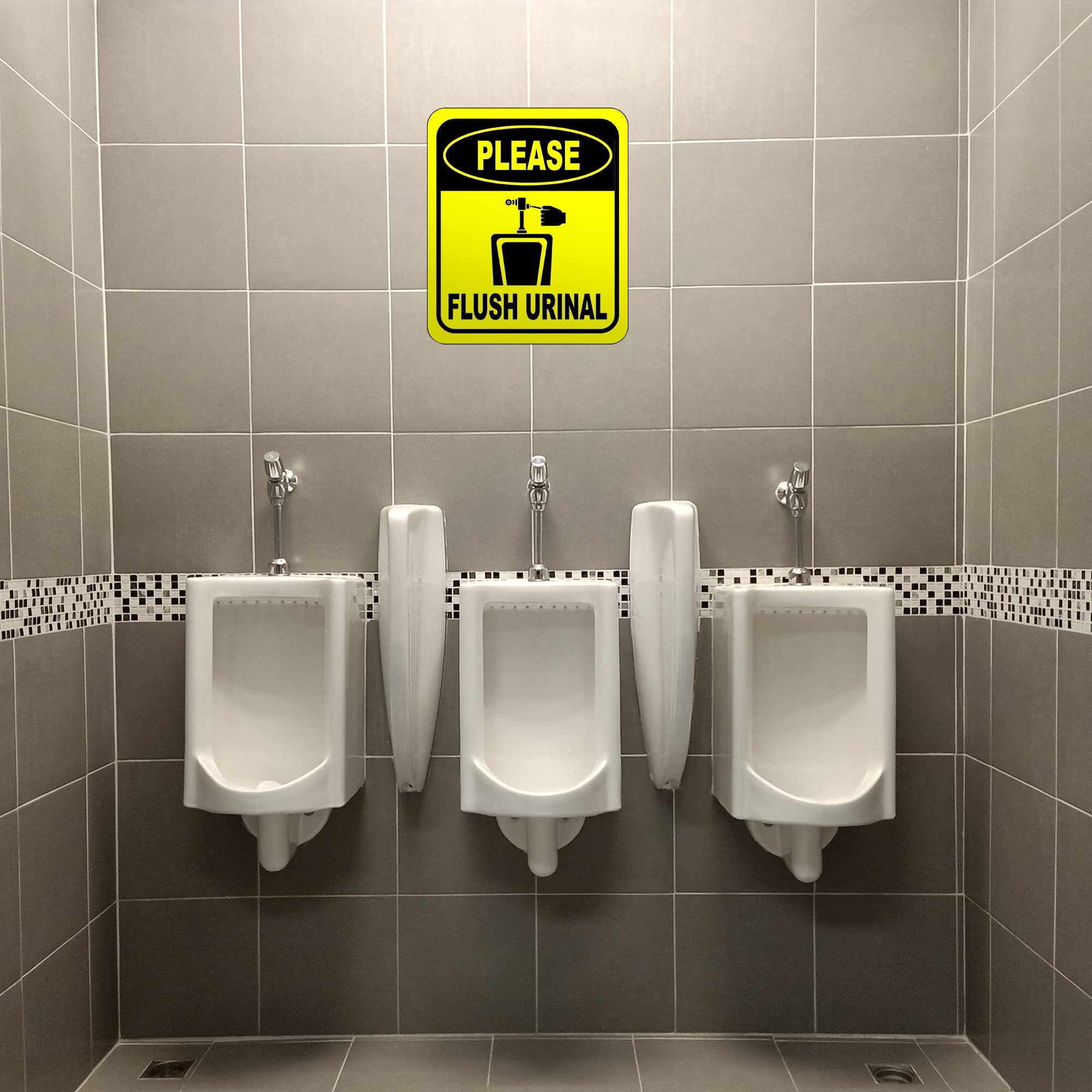 Please Flush Urinal Funny Toilet Bathroom Aluminum Composite Sign - Office Decor - Bathroom Decor - Funny Bathroom Signs - Door Restroom Decor - Restroom Sign - Bathroom Signs Decor Funny - 8.5 "" X 10 ""