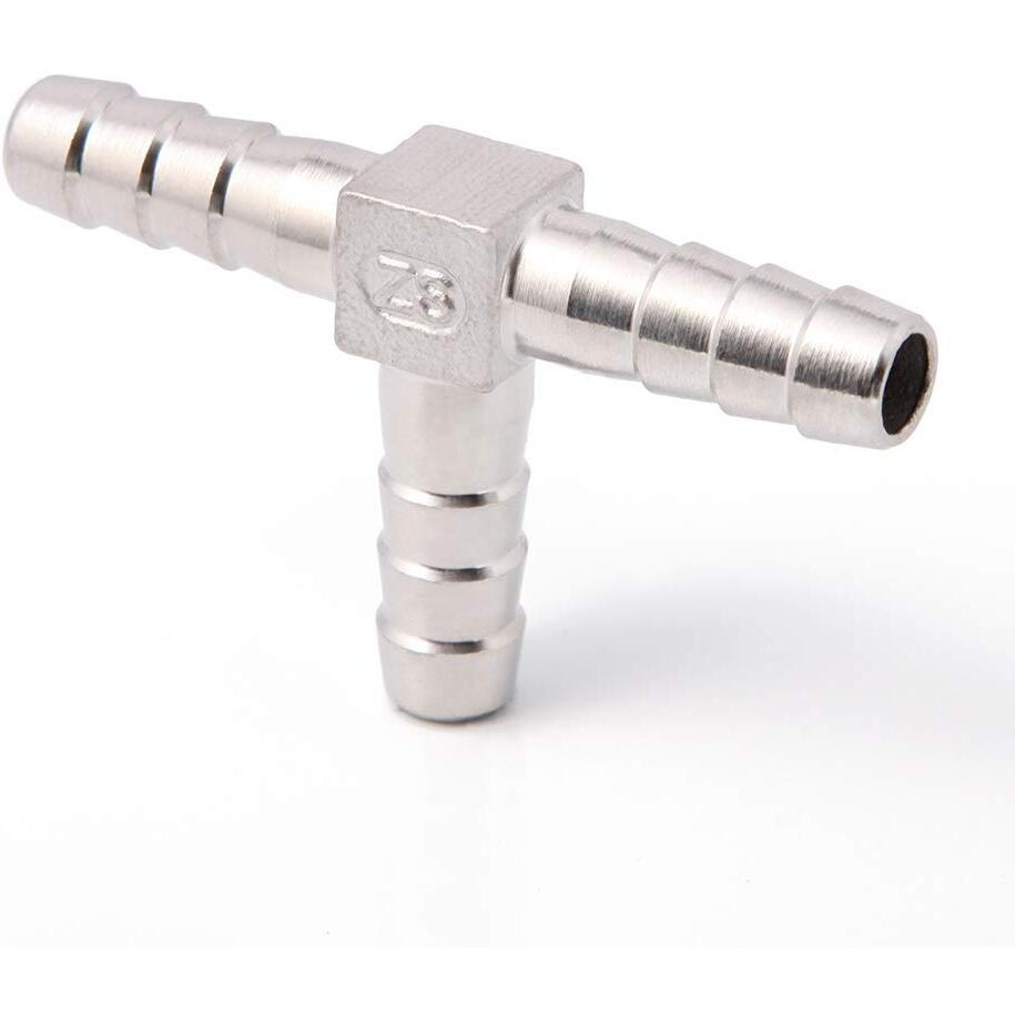 Metaland Stainless Steel 5/16"" Hose Barb Tee 3 Way T Shaped Co2 Splitter