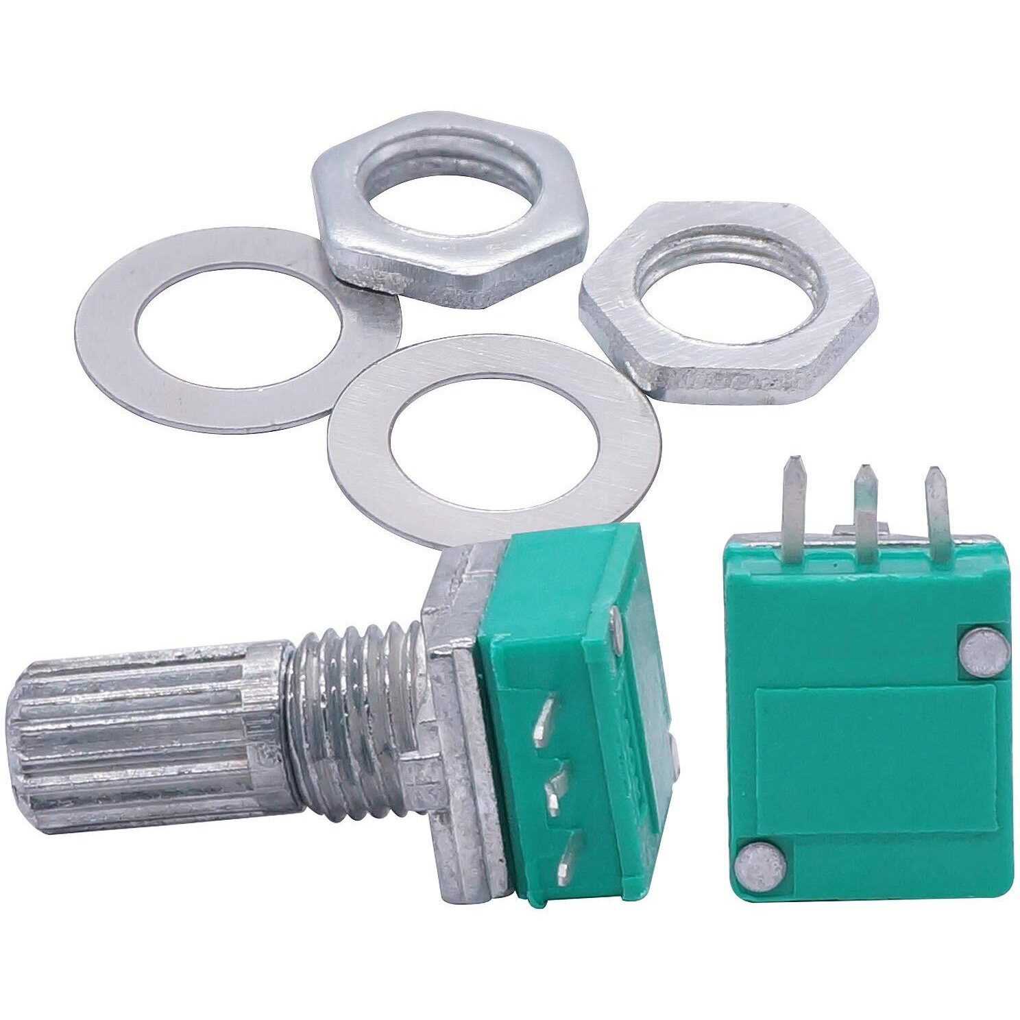 Twtade 10Pcs Single Linear Rotary Seal Amplifier Potentiometers Type 10K Ohm Knurled Shaft 3Pin Rk097N-3-10K