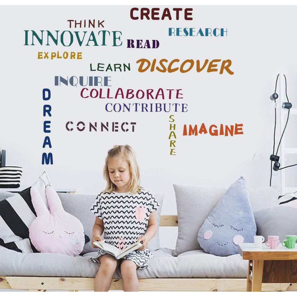 Toarti Classroom Wall Decal Colorful Words Wall Stickers  Creative Wall Art Share Discover Dream Imagine Vinyl Sticker For Kids Classroom Playroom Decor
