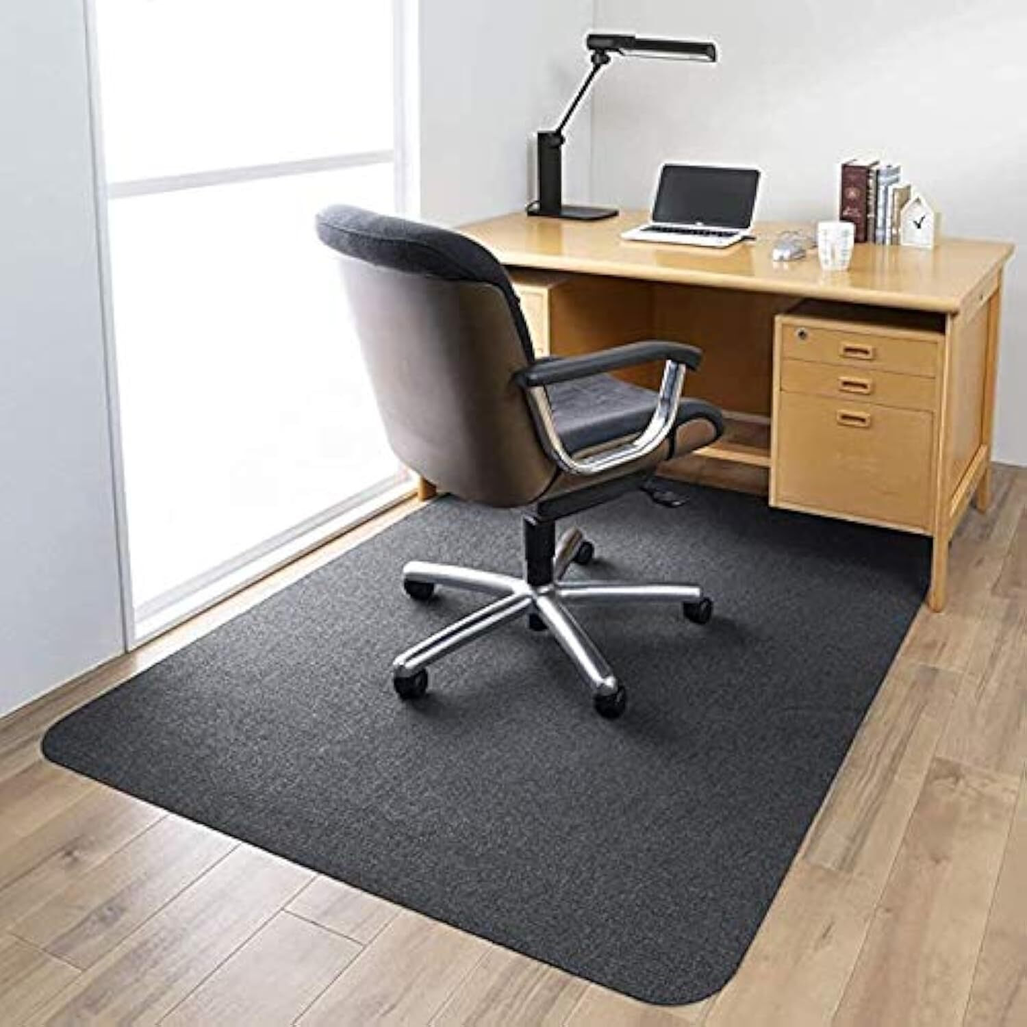Office Chair Mat For Rolling Chairs  Anti-Slip Office Desk Chair Mat For Hardwood Floors Multi-Purpose Floor Protector Chair Rug For Home&Office Large 55"&quotX35"" Freely Cuttable (Black)
