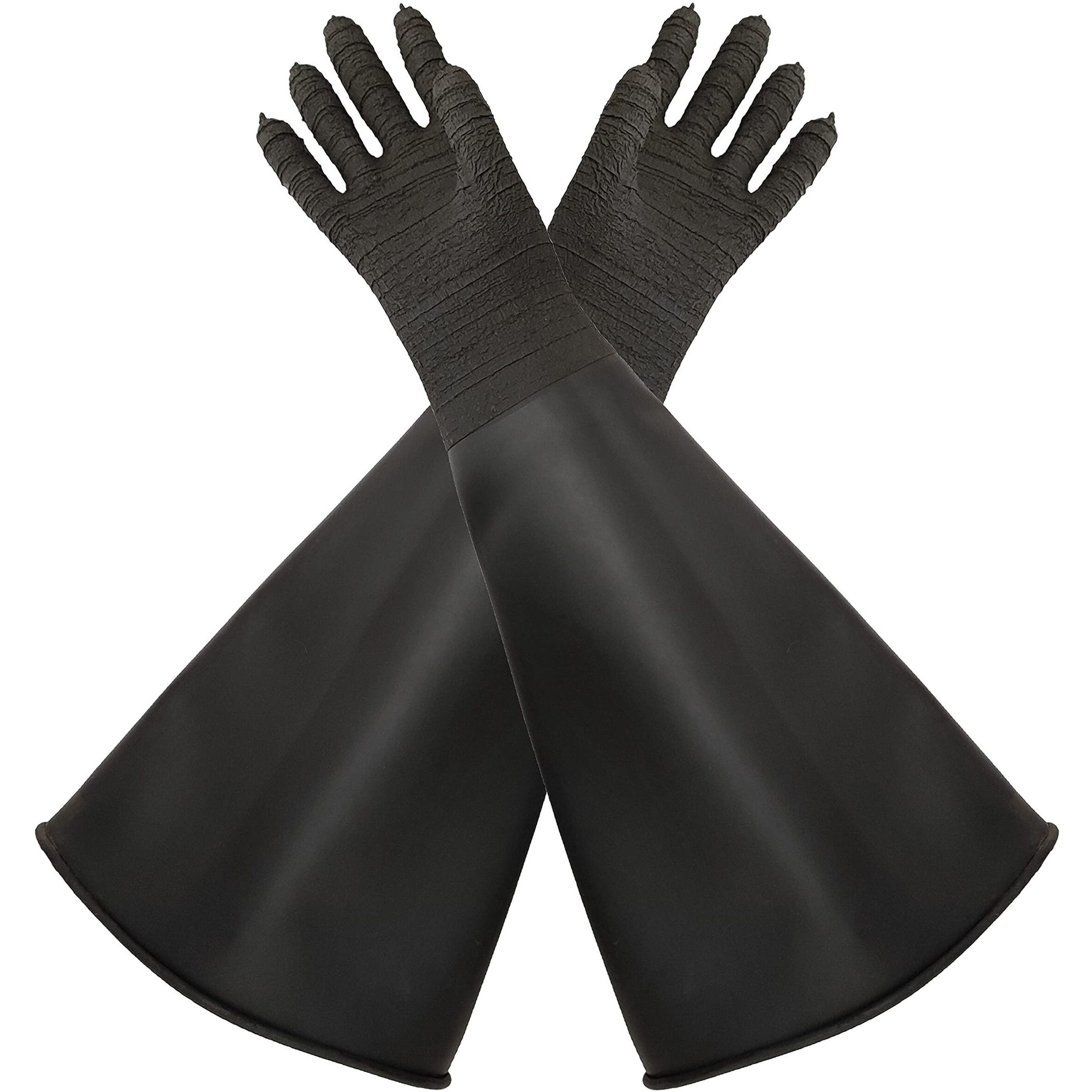 Holdwin Heavy Duty Sandblasting Gloves 24.8"" Rubber Gloves For Sandblaster Protective Safety Work Black Striped Gloves