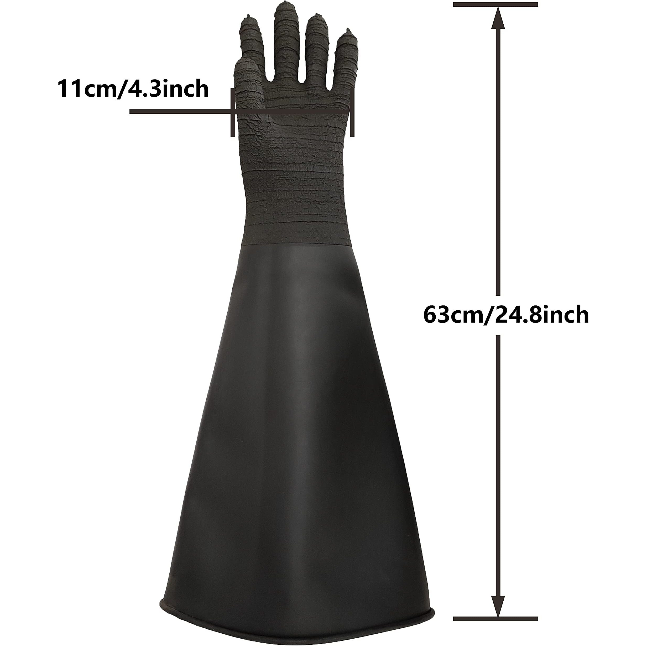 Holdwin Heavy Duty Sandblasting Gloves 24.8"" Rubber Gloves For Sandblaster Protective Safety Work Black Striped Gloves