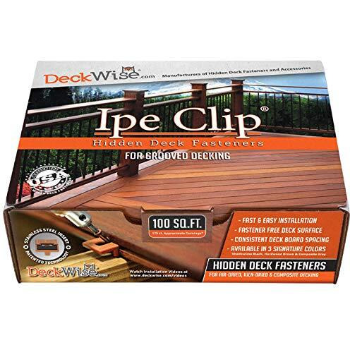 Deckwise (Black) Ipe Clip Extreme S Hidden Deck Fasteners  5/32"" Gap  Stainless Steel Black 8X2"" Trim-Head Screws For 100 Sq.Ft. Of Ad And Kd Hardwood  Thermal Or Composite Decks (175 Ct. Kit)