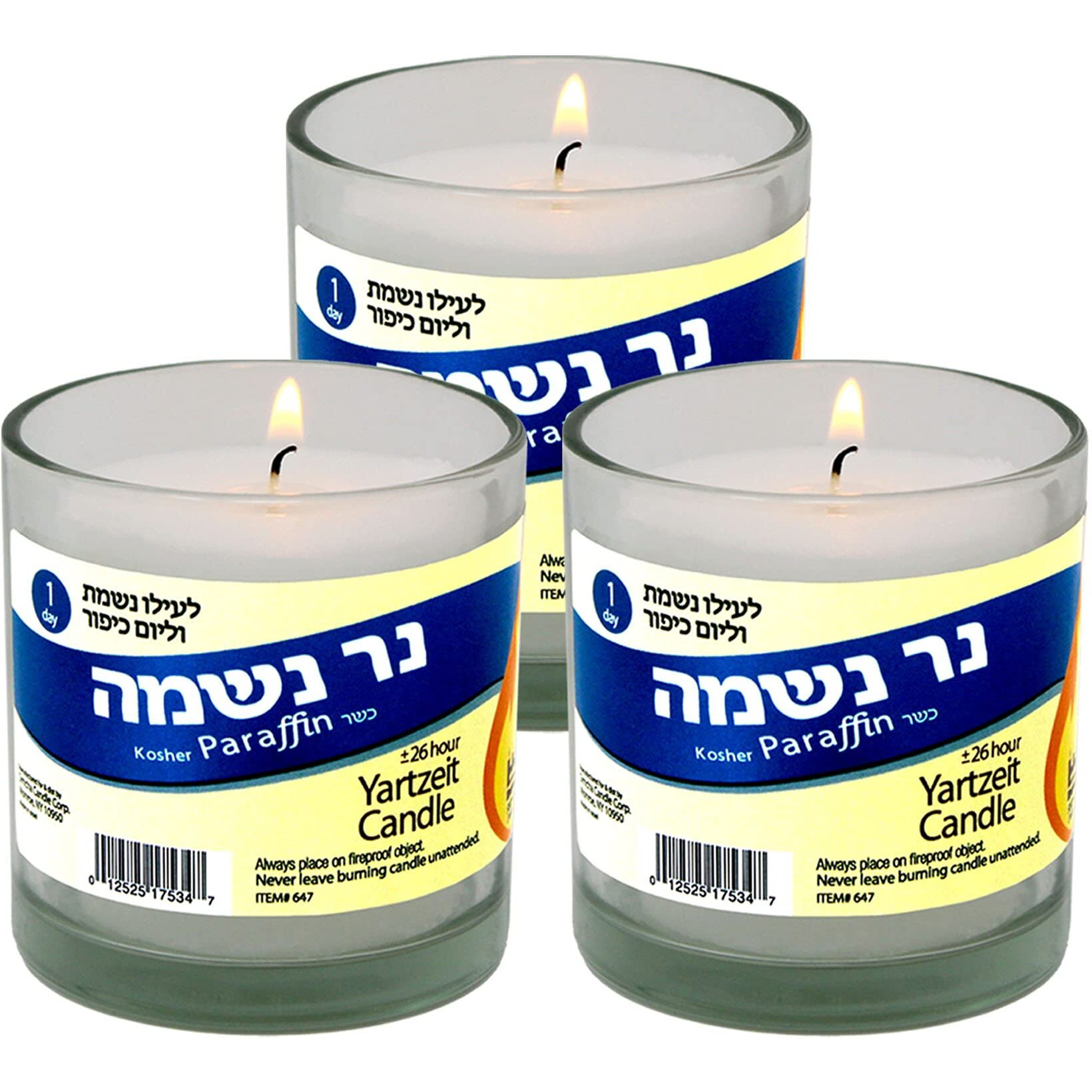 Yahrzeit Memorial Candles Ner Neshama 26 Hours Kosher Yizkor Yarzheit Candle 1 Day Jewish Remembrance Candles 3 Pack In Glass Jar