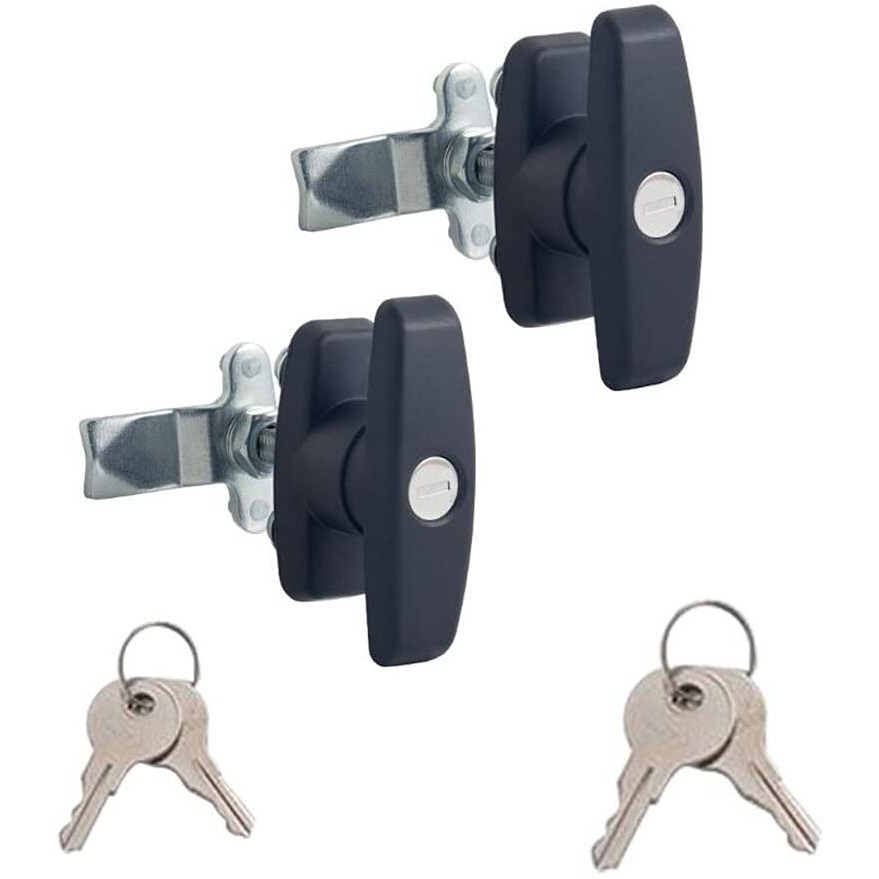 2 Pcs T-Handle Door Lock Latch Abs T Handle Lock Zinc Alloy Lock Body Shed Door T-Handle Lock Kit For Garage Door Lock Truck Cabinet Door