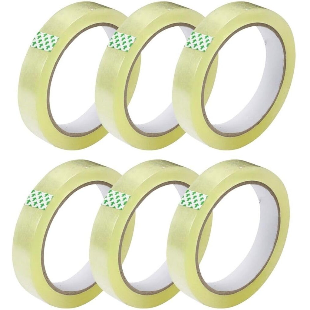 Gtse Premium Clear Tape  1 Inch X 217 Feet  Strong Transparent Gift Wrap Tape For Home  Office  6 Rolls  3"" Core
