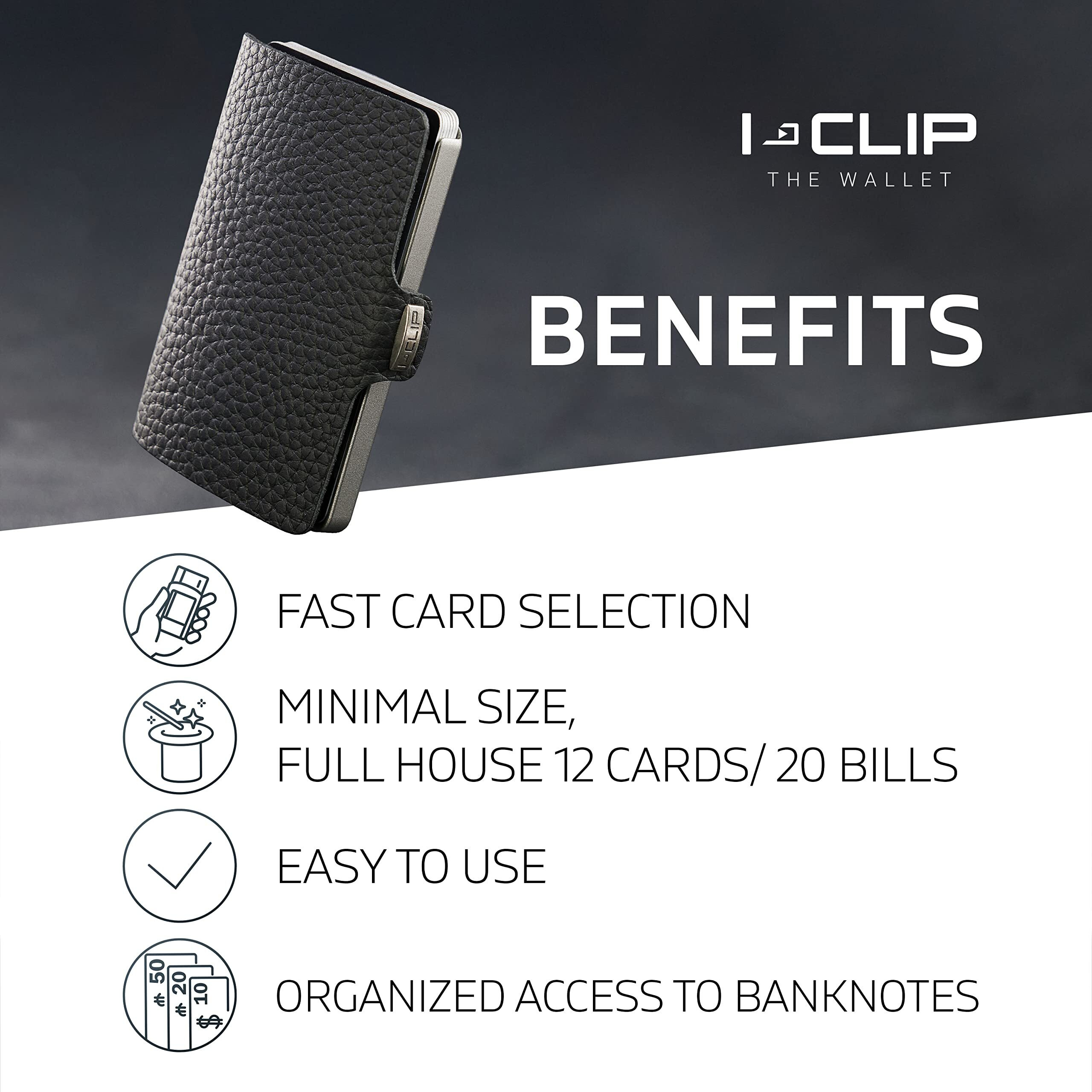 I-Clip  Premium Men's Leather Wallet  Versatile Changeable Money Clip  Secure Card Holder  Compact Men's Wallet Minimalist  Sleek Slim Design  Perfect Money Clip Wallet For Men - Black
