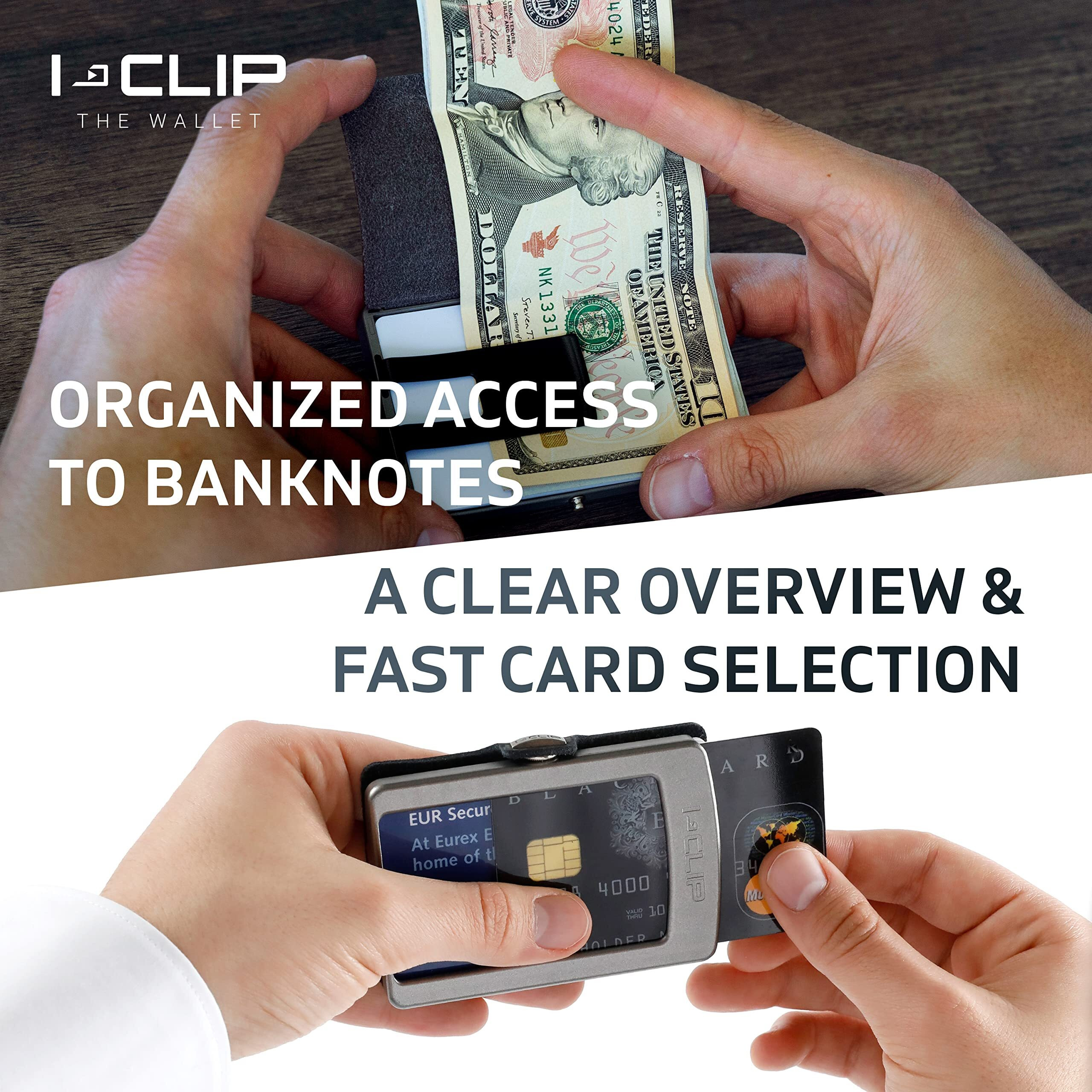 I-Clip  Premium Men's Leather Wallet  Versatile Changeable Money Clip  Secure Card Holder  Compact Men's Wallet Minimalist  Sleek Slim Design  Perfect Money Clip Wallet For Men - Black
