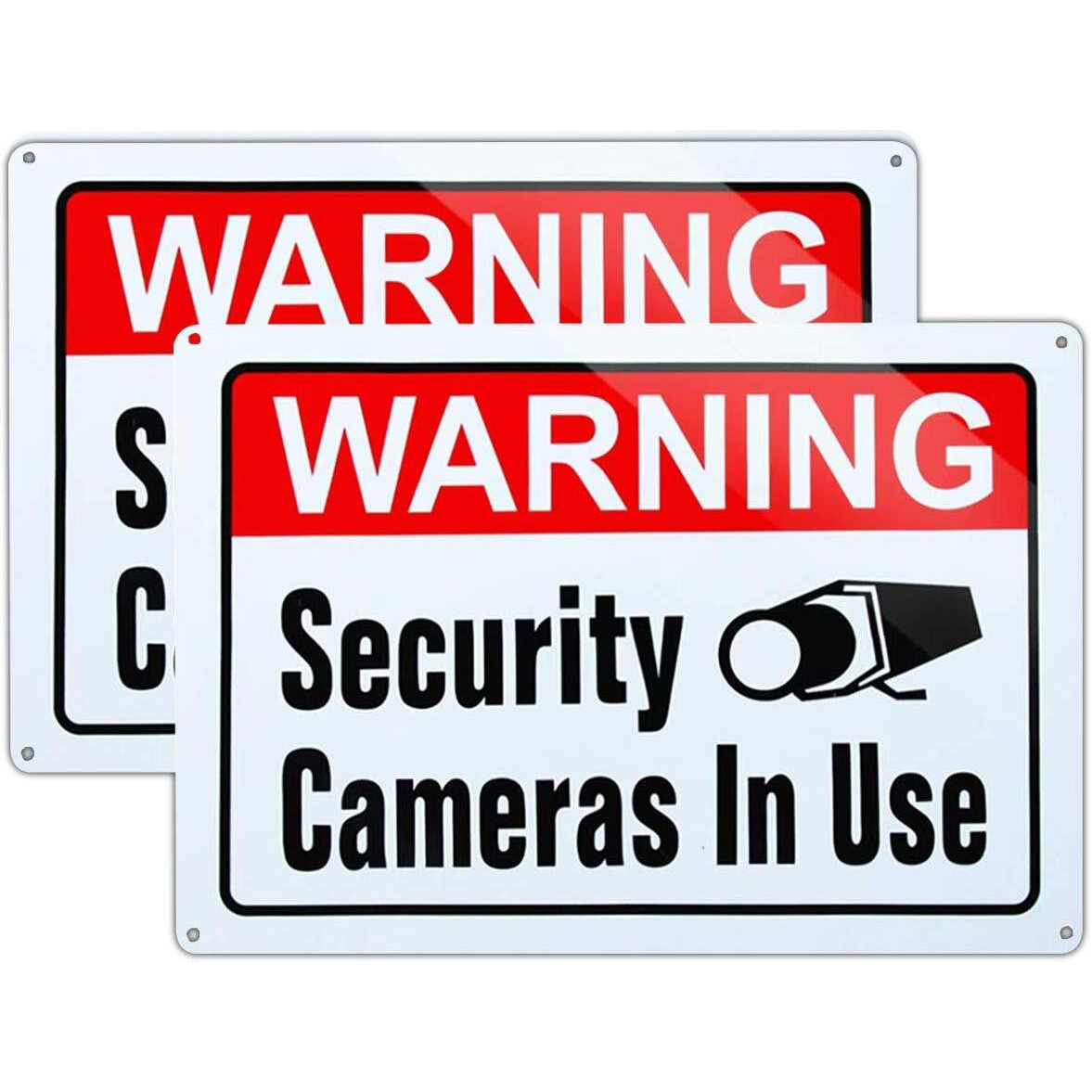Large Warning Video Surveillance In Use Sign Security Cameras In Use Sign Large 10X14 Inch Aluminum Uv Ink Printed For House And Business (2-Pack)