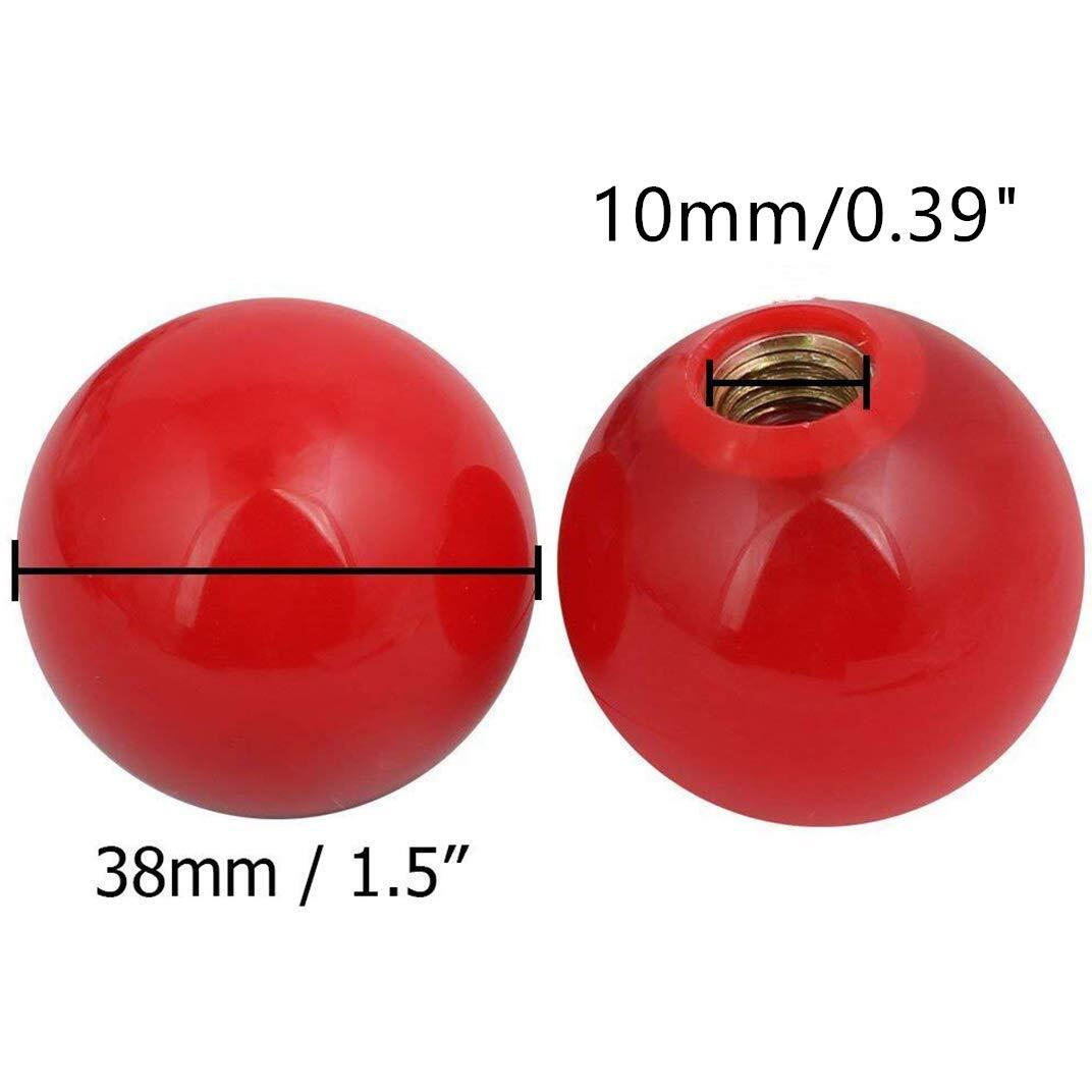 Comok Red 5Pcs 38Mm Diameter 10Mm Hole Diameter Mounded Threaded Handling Round Ball Knob